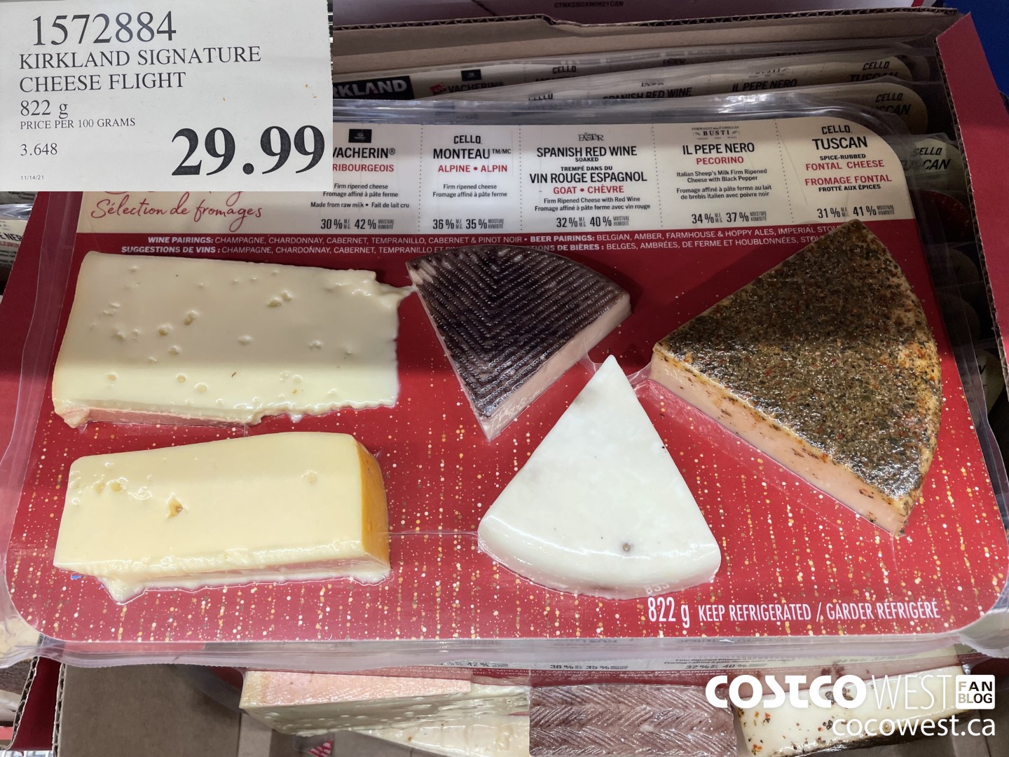 1572884 KIRKLAND SIGNATURE CHEESE FLIGHT 822 g $29.99