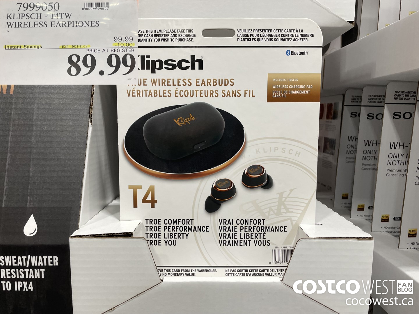 7999050 KLIPSCH - T4TW WIRELESS EARPHONES  ($10.00 INSTANT SAVINGS EXPIRES ON 2021-11-28) $89.99
