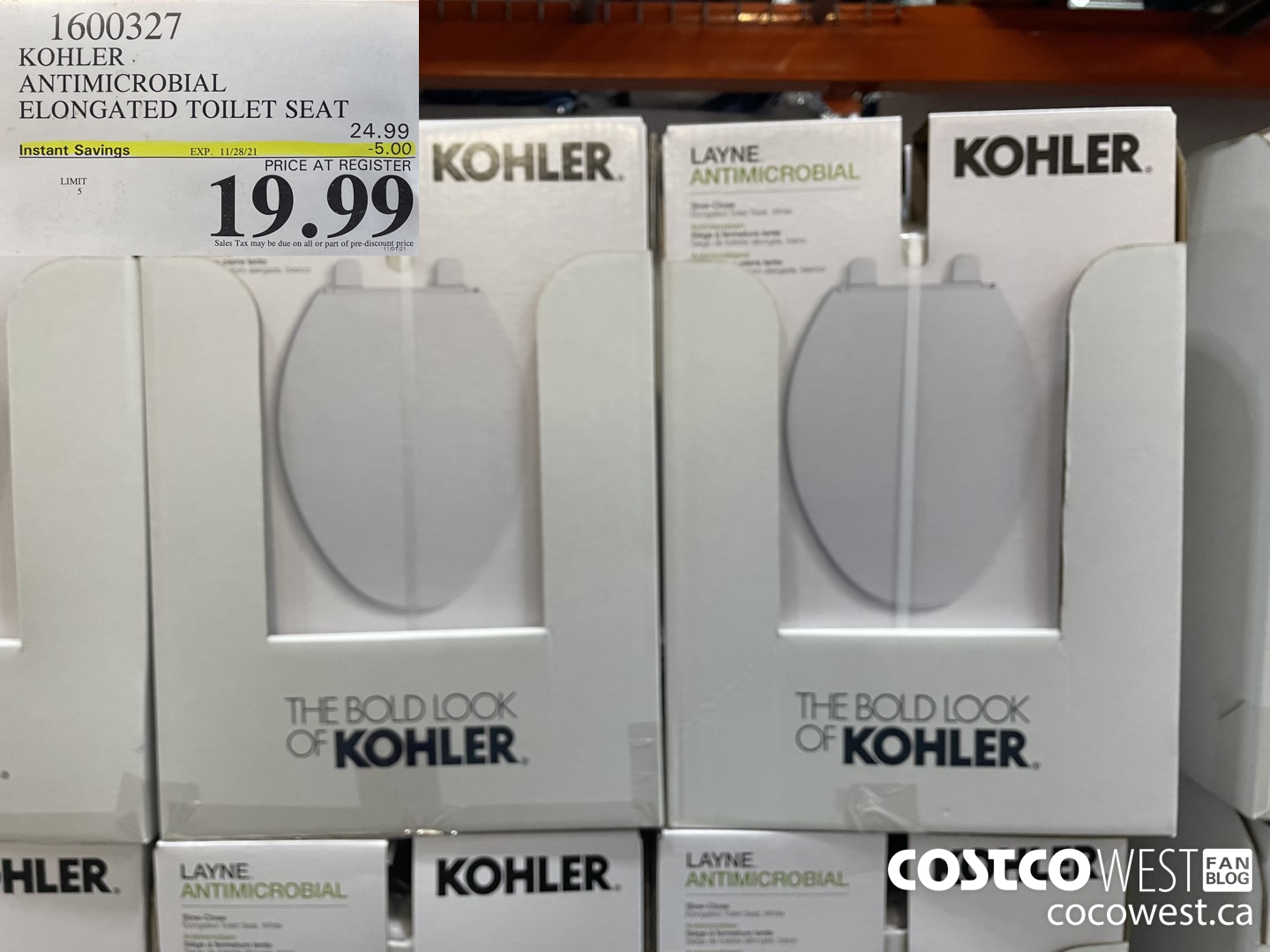 1600327 KOHLER ANTIMICROBIAL ELONGATED TOILET SEAT  ($5.00 INSTANT SAVINGS EXPIRES ON 2021-11-28) $19.99
