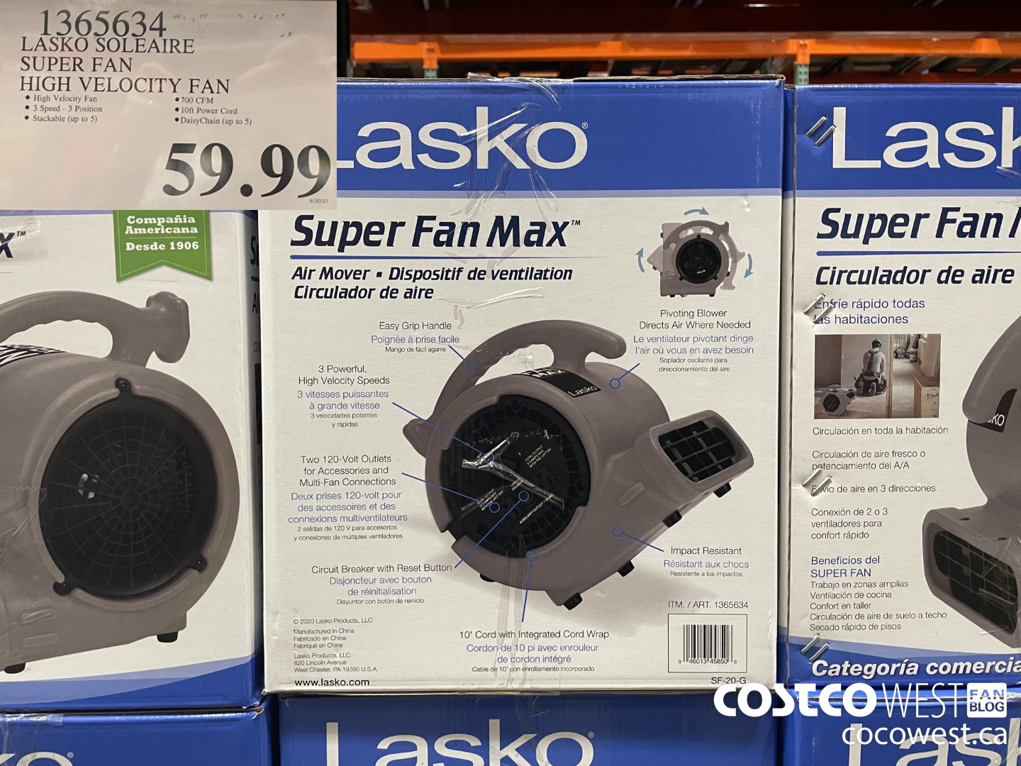 1365634 LASKO SOLEAIRE SUPER FAN HIGH VELOCITY FAN  $59.99