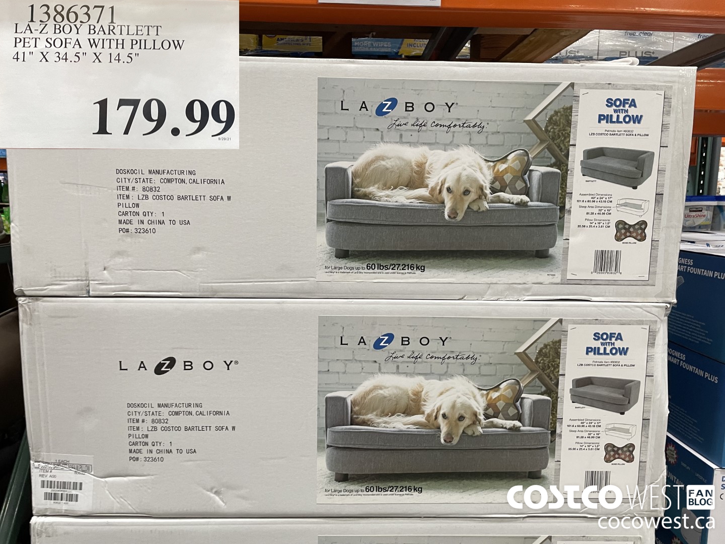 1386371 LA-Z BOY BARTLETT PET SOFA WITH PILLOW 41