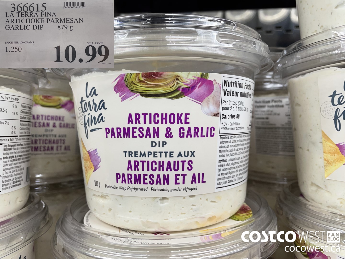 366615 LA TERRA FINA ARTICHOKE PARMESAN GARLIC DIP 879g $10.99