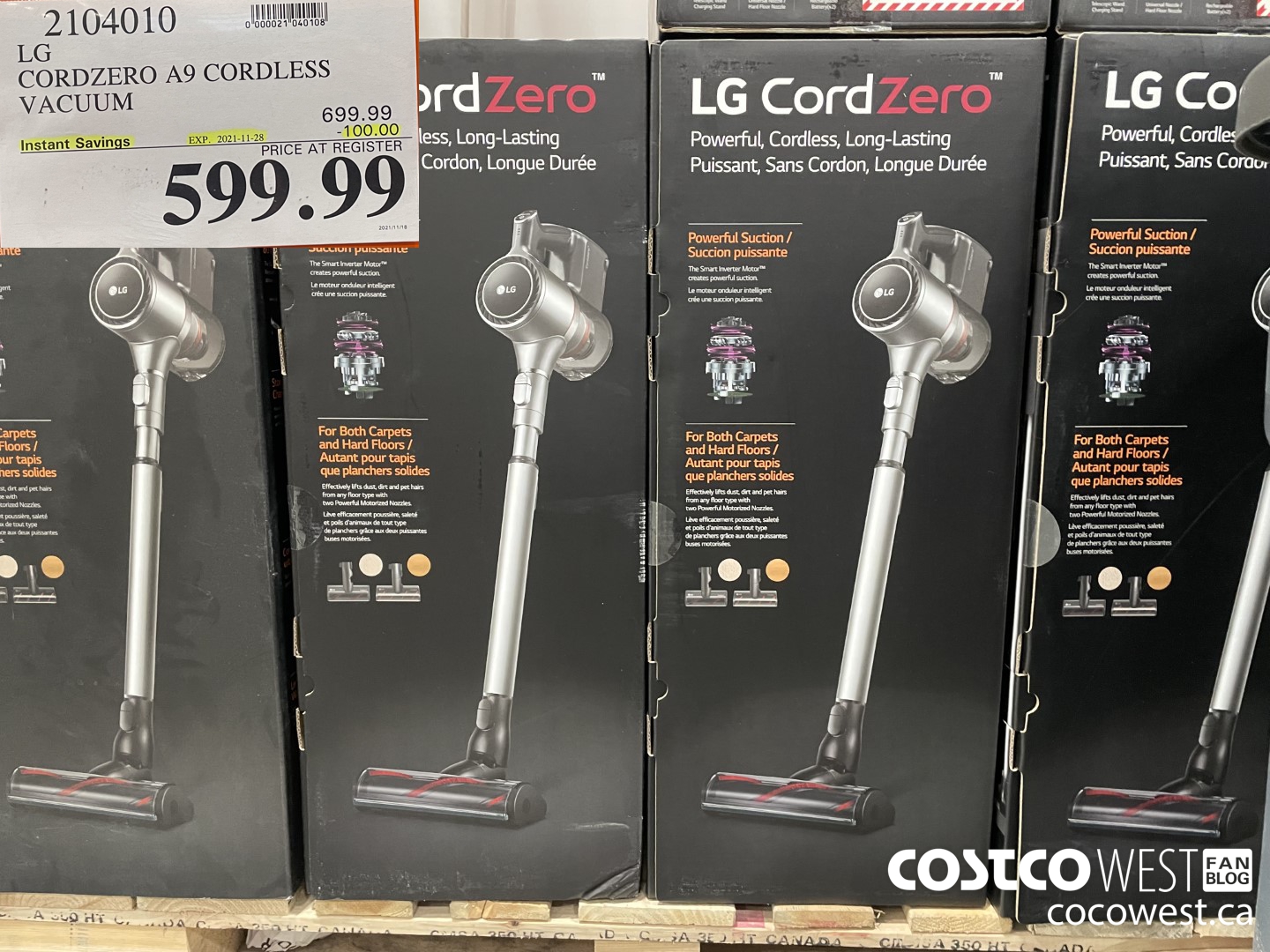 2104010 LG CORDZERO A9 CORDLESS VACUUM  ($100.00 INSTANT SAVINGS EXPIRES ON 2021-11-28) $599.99