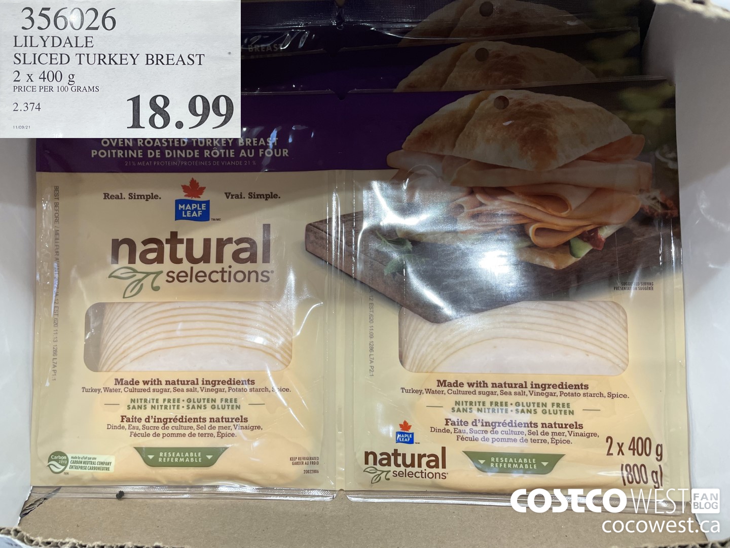 356026 LILYDALE SLICED TURKEY BREAST 2 x 400 g $18.99