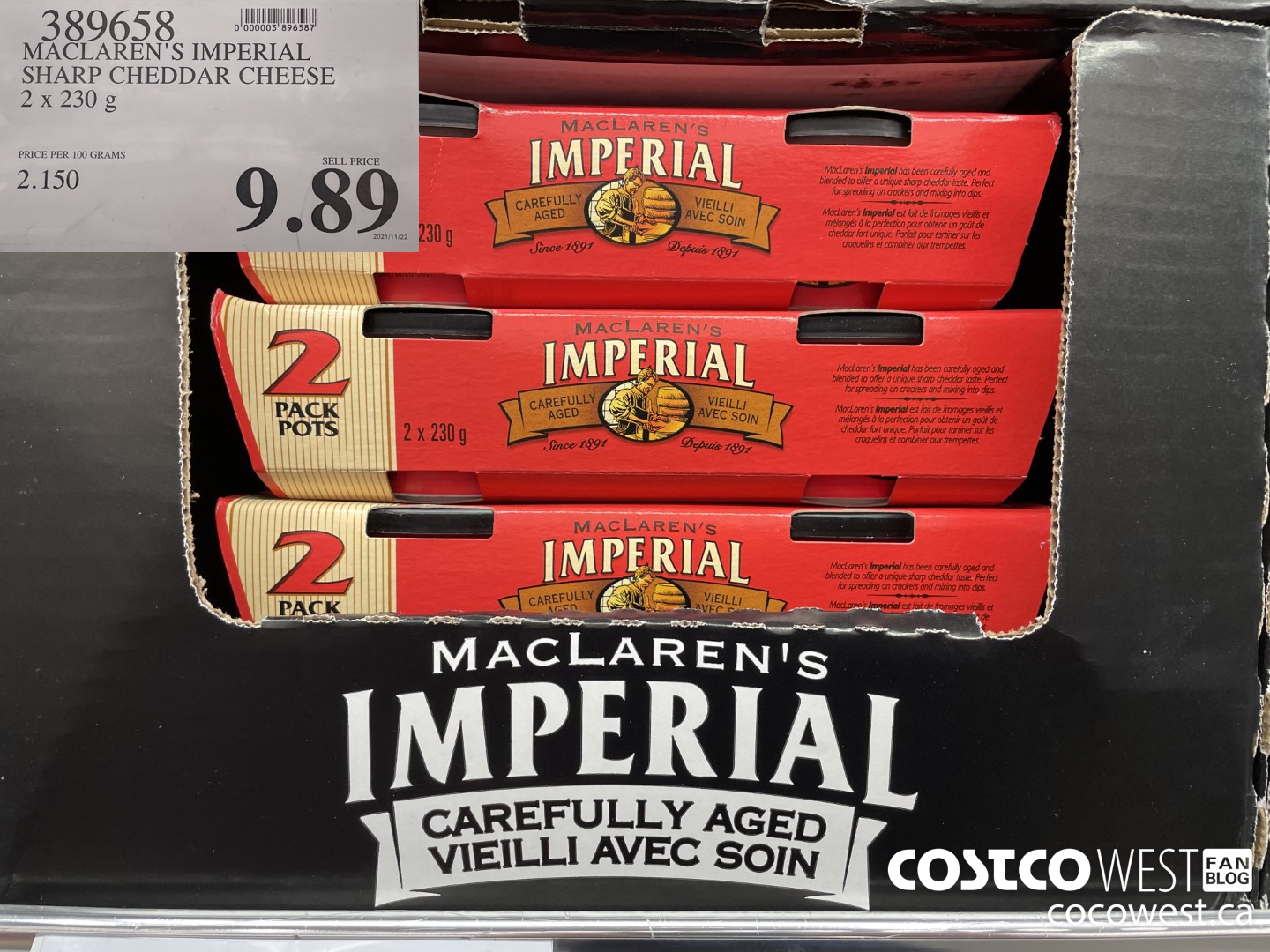 389658 MACLAREN'S IMPERIAL SHARP CHEDDAR CHEESE 2 x 230 g $9.89