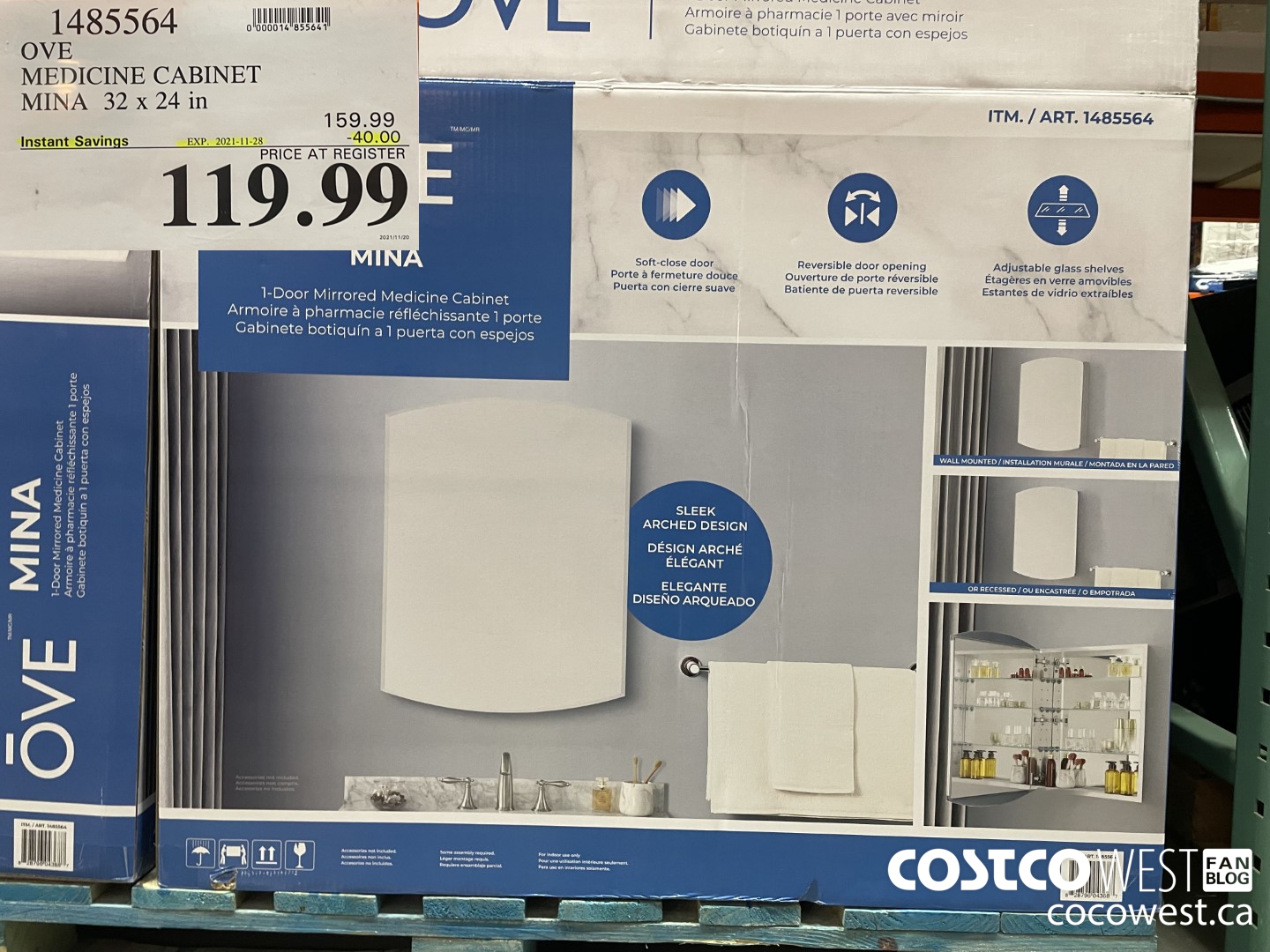 1485564 OVE MEDICINE CABINET MINA 32 x 24 in  ($40.00 INSTANT SAVINGS EXPIRES ON 2021-11-28) $119.99