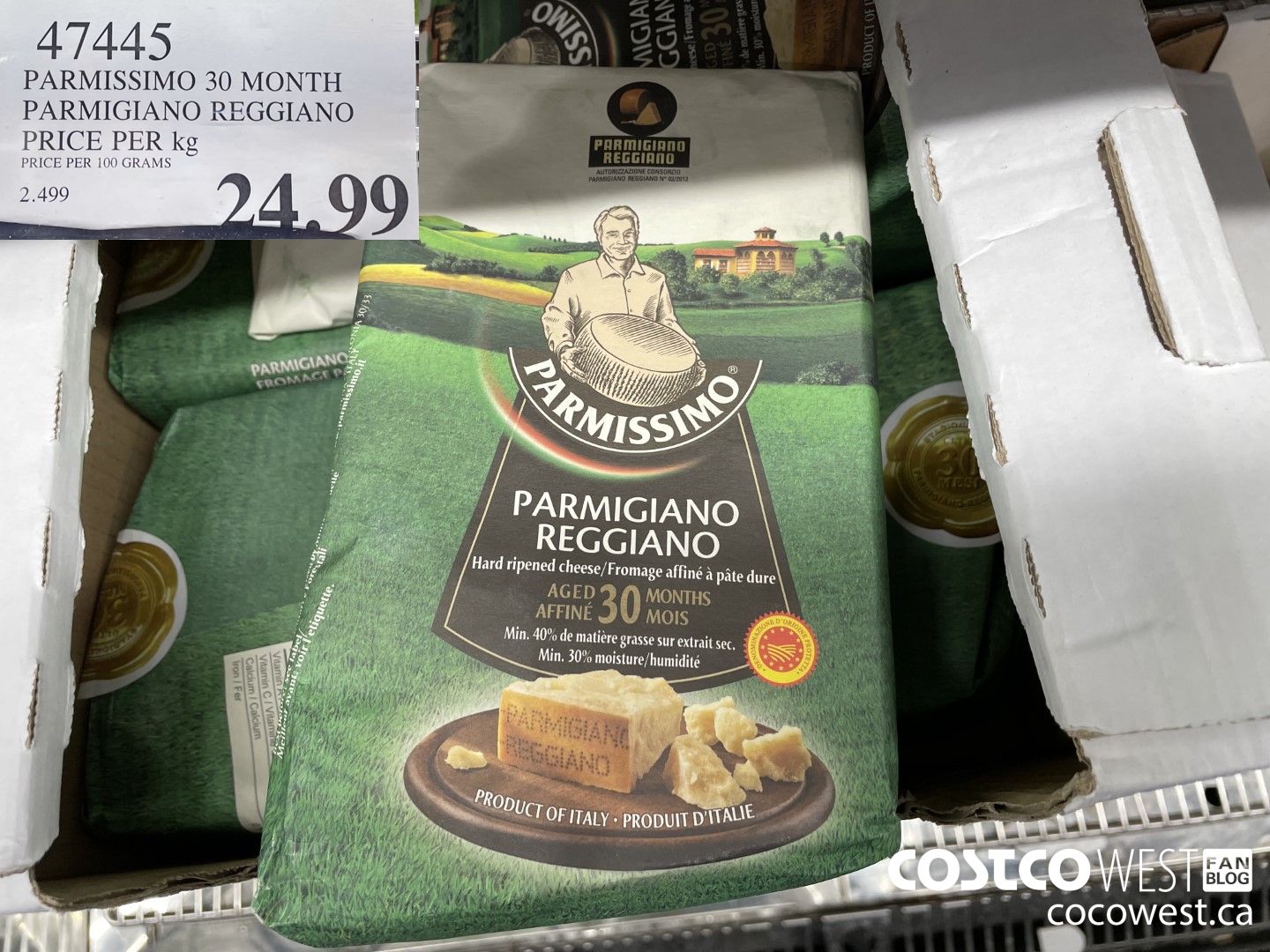 47445 PARMISSIMO 30 MONTH PARMIGIANO REGGIANO PRICE PER kg $24.99