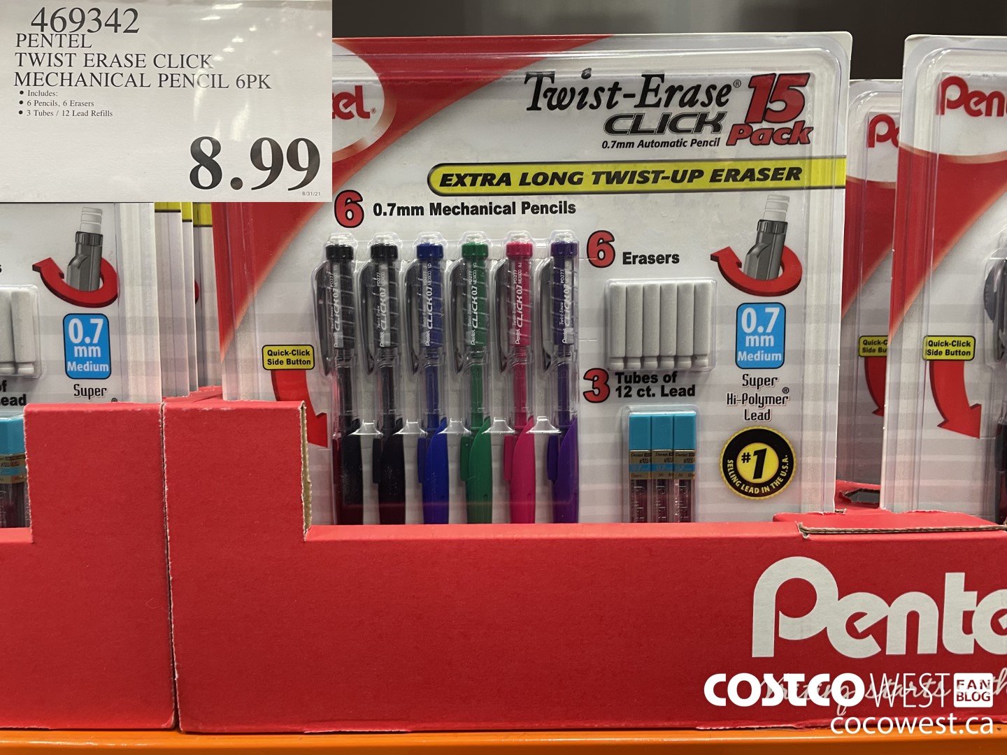 469342 PENTEL TWIST ERASE CLICK MECHANICAL PENCIL 6 PK  $8.99