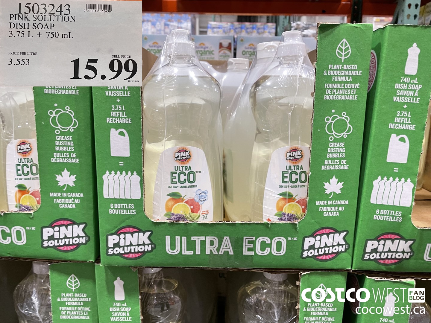 1503243 PINK SOLUTION DISH SOAP 3.75 L + 750 mL  $15.99