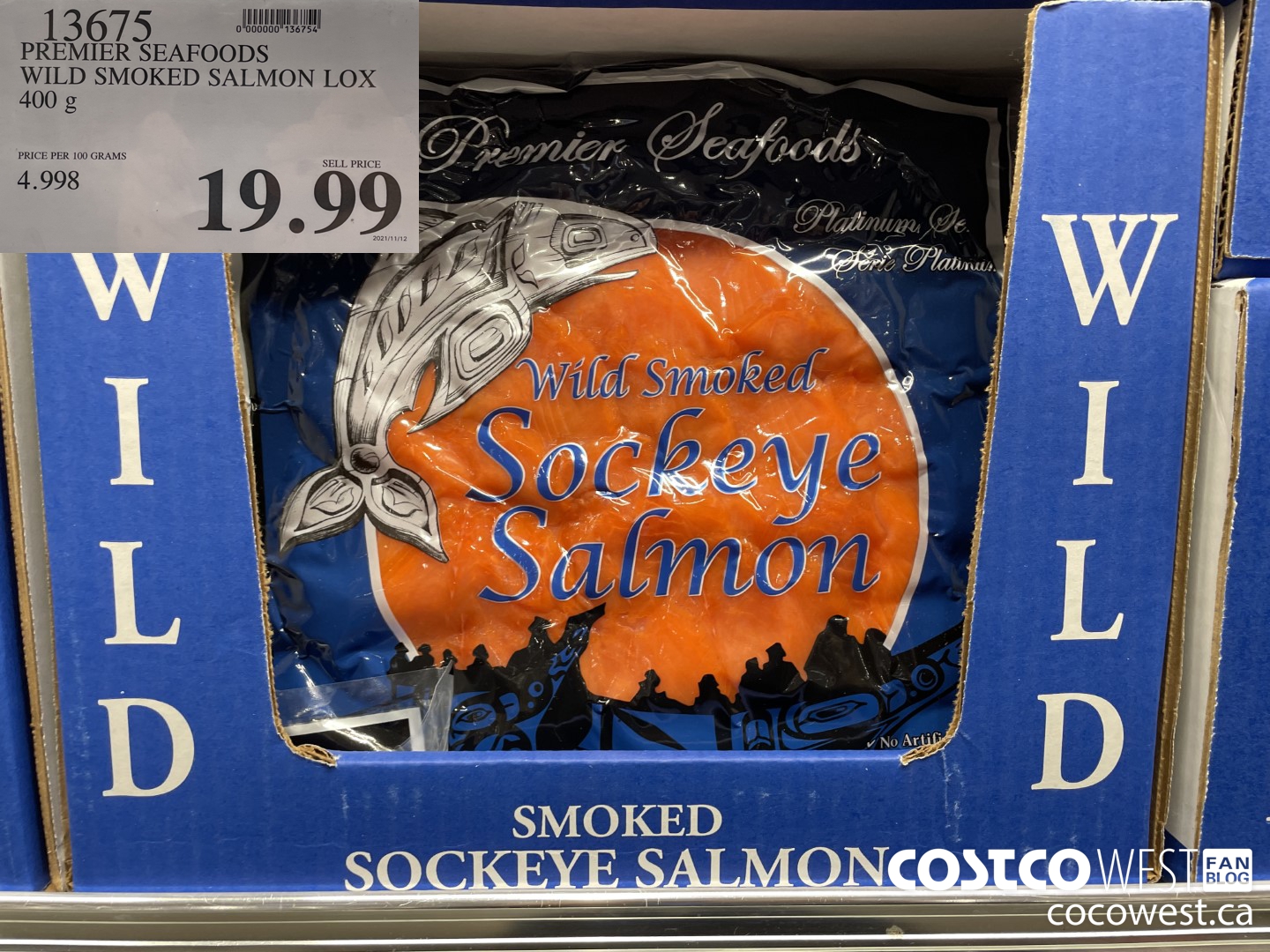 13675 PREMIER SEAFOODS WILD SMOKED SALMON LOX 400 g $19.99