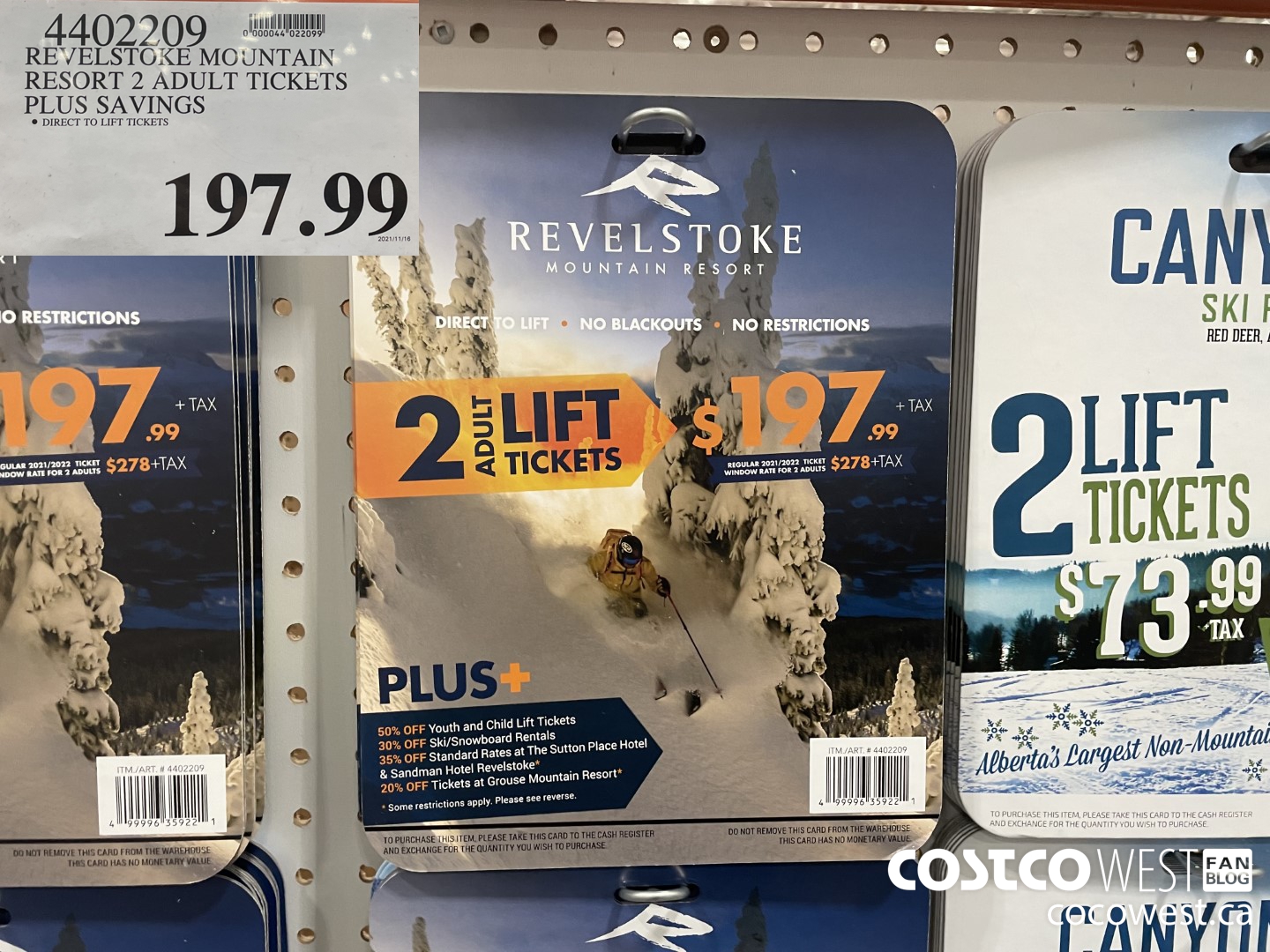 4402209 REVELSTOKE MOUNTAIN RESORT 2 ADULT TICKETS PLUS SAVINGS  $197.99