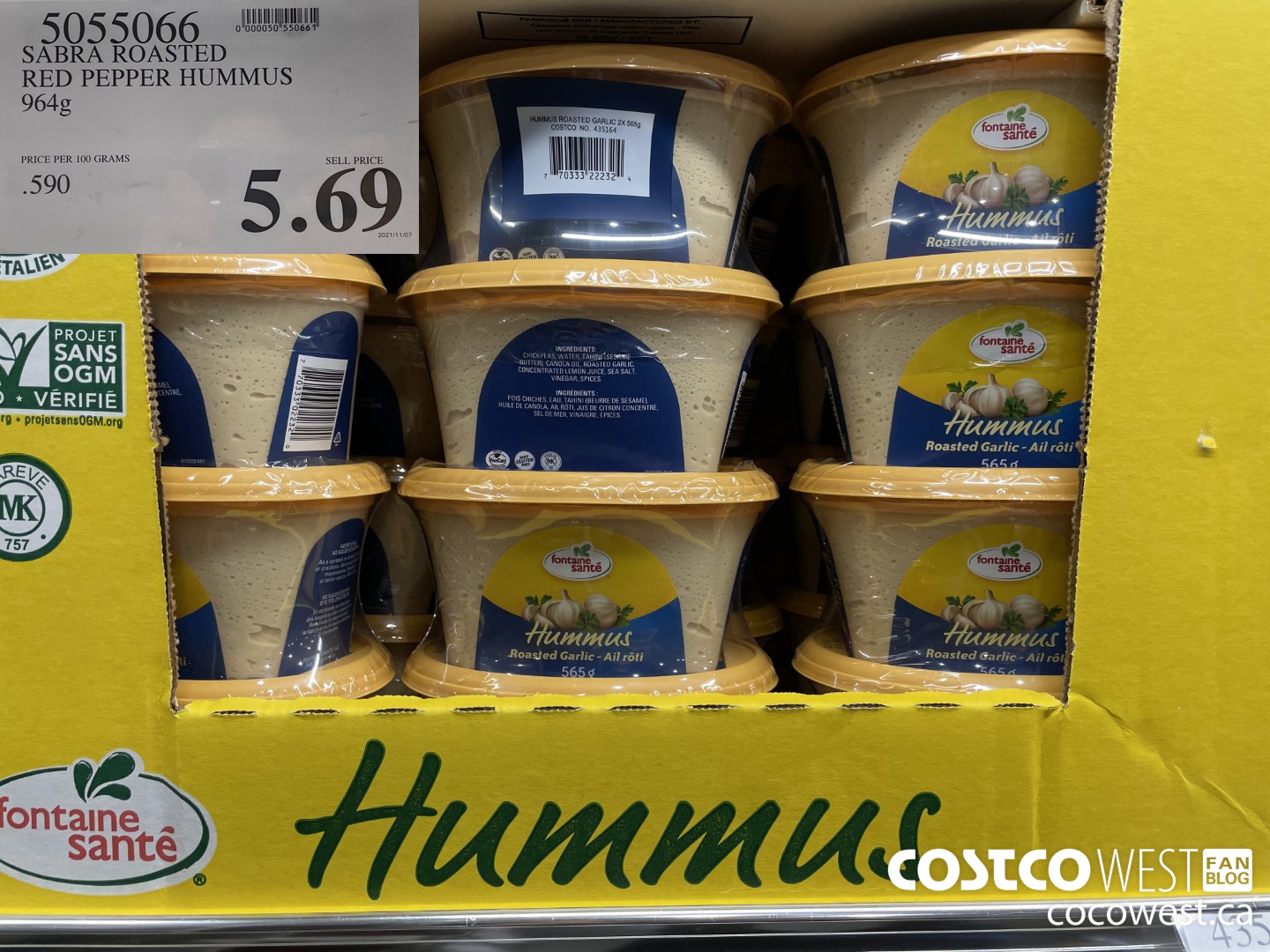 5055066 SABRA ROASTED RED PEPPER HUMMUS 964g  $5.69