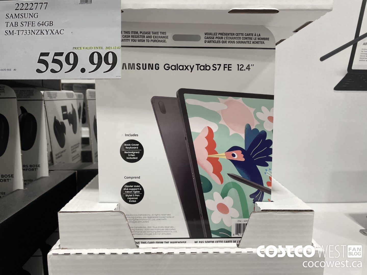 2222777 SAMSUNG TAB S7FE 64GB SM-T733NZKY XAC  (EXPIRES ON 2021-12-02) $559.99