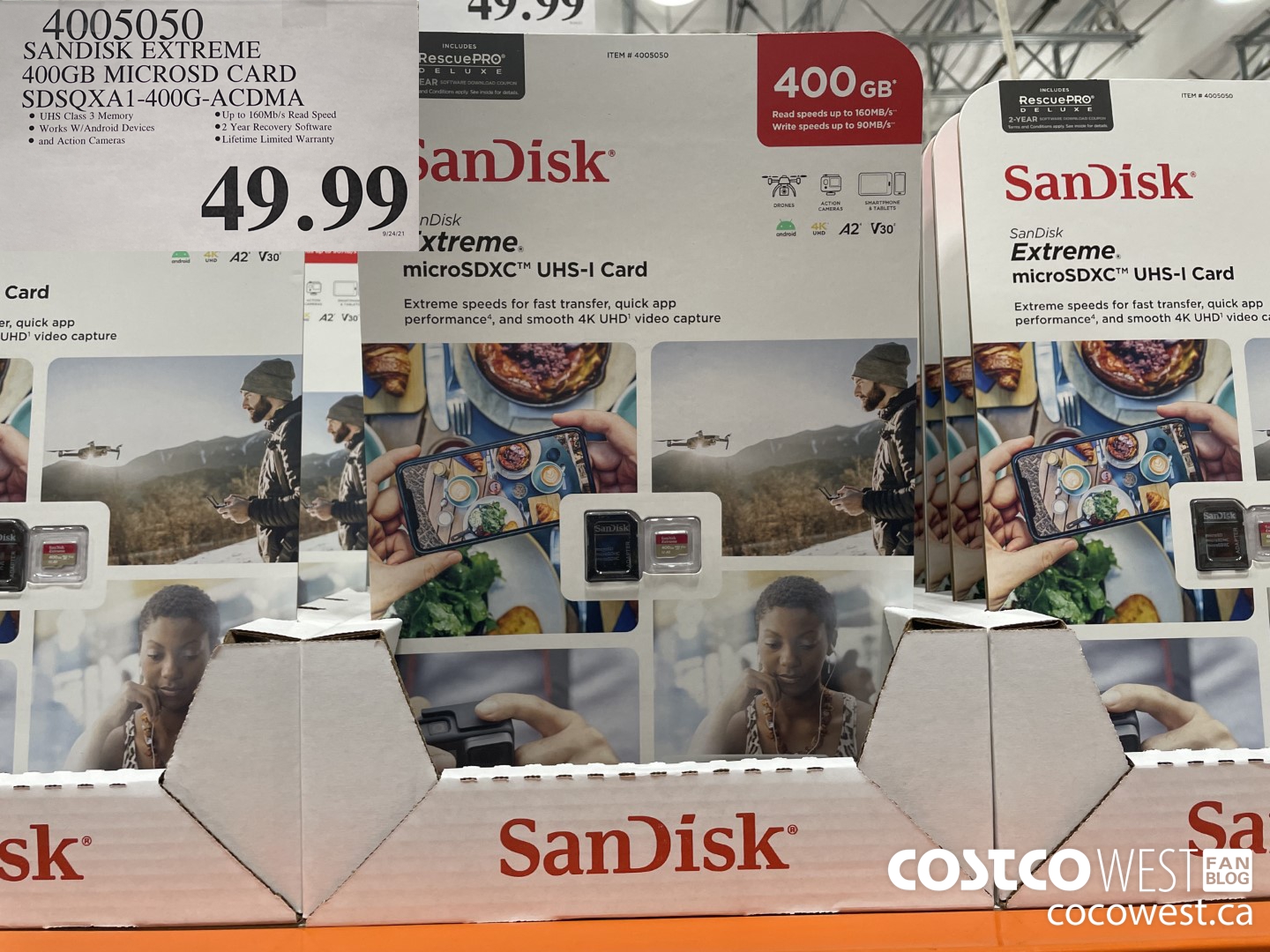 4005050 SANDISK EXTREME 400GB MICROSD CARD SDSQXA1-400G- ACDMA  $49.99