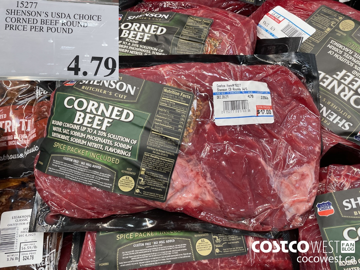 15277 SHENSON'S USDA CHOICE CORNED BEEF KOUND PRICE PER POUND  $4.79