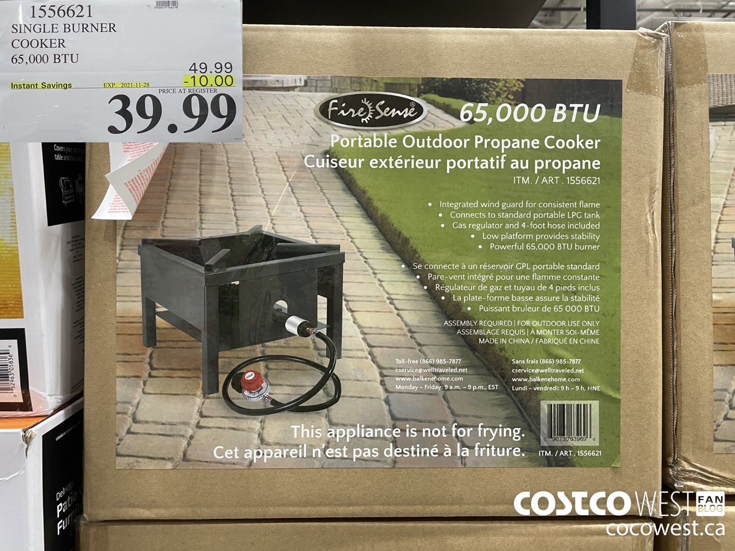 1556621 SINGLE BURNER COOKER 65,000 BTU  ($10.00 INSTANT SAVINGS EXPIRES ON 2021-11-28) $39.99