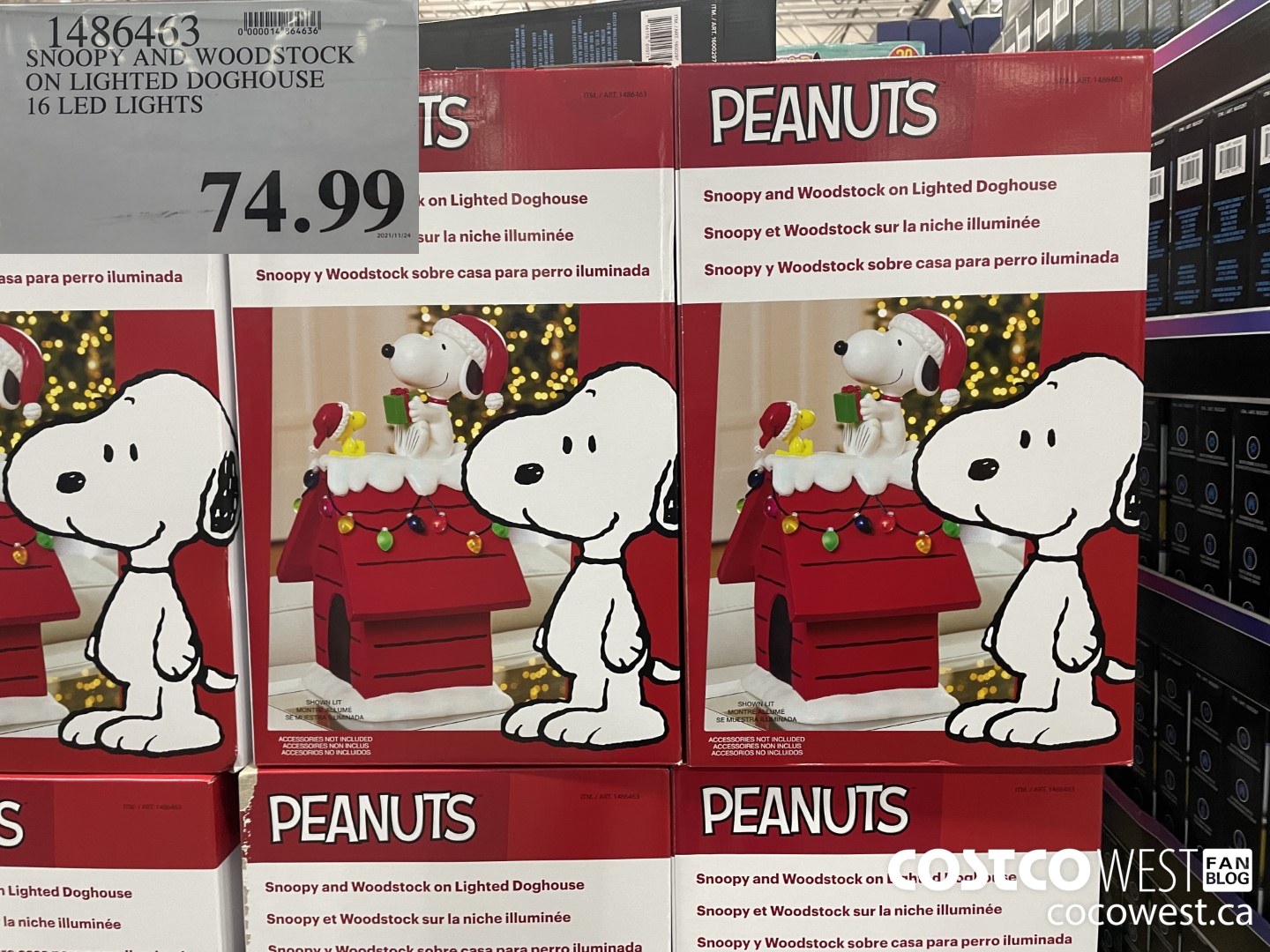 1486463 SNOOPY AND WOODSTOCK ON LIGHTED DOGHOUSE 16 LED LIGHTS  $74.99