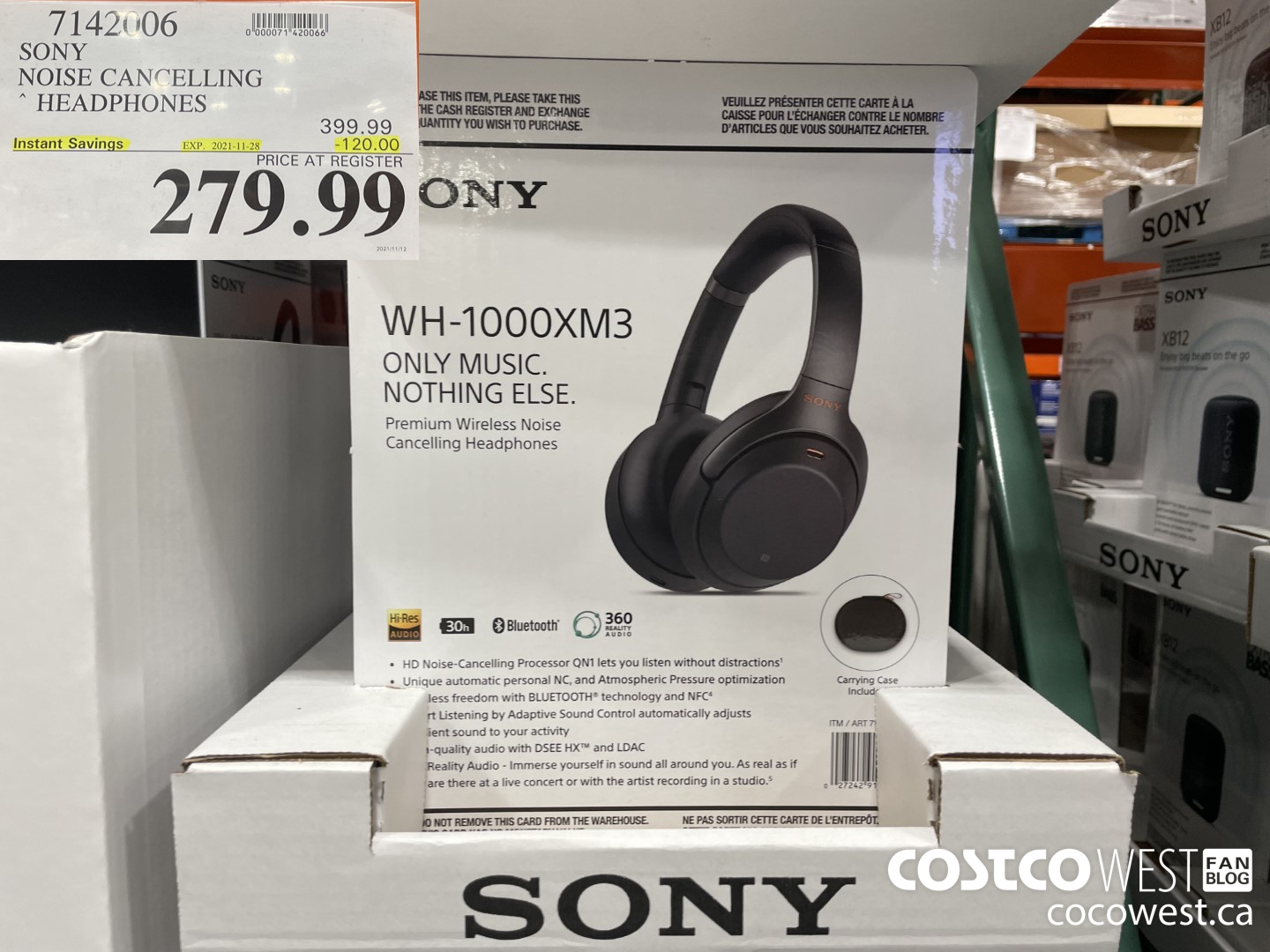 7142006 SONY NOISE CANCELLING HEADPHONES  ($120.00 INSTANT SAVINGS EXPIRES ON 2021-11-28) $279.99
