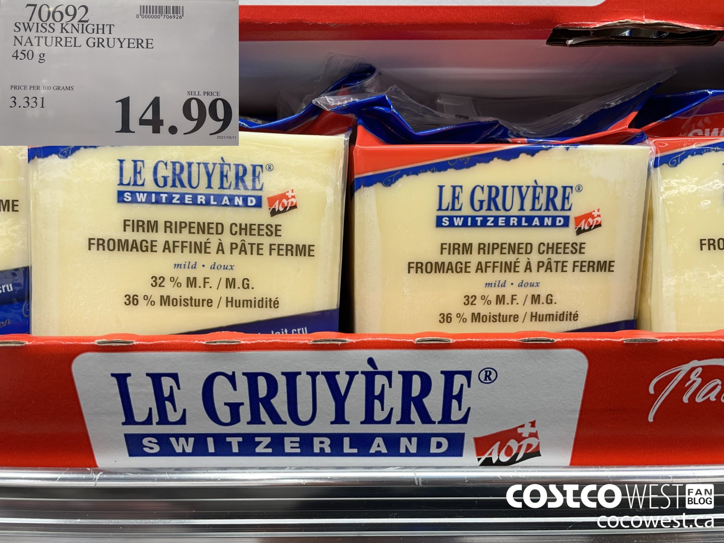 70692 SWISS KNIGHT NATUREL GRUYERE 450 g $14.99