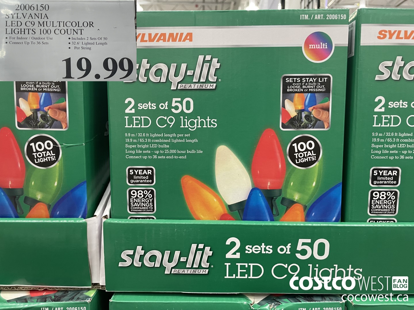 2006150 SYLVANIA LED C9 MULTICOLOR LIGHTS 100 COUNT  $19.99