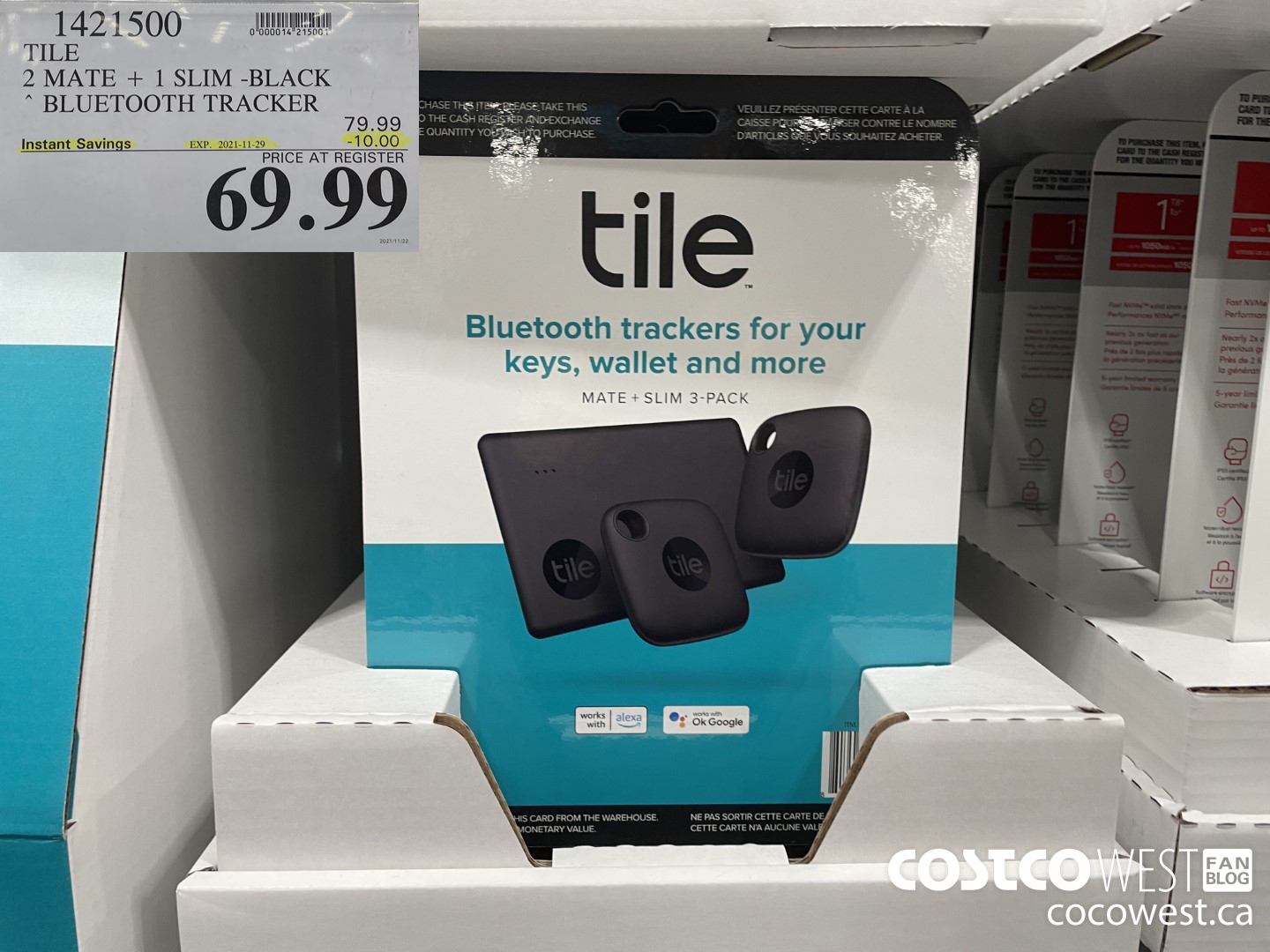 1421500 TILE 2 MATE + 1 SLIM -BLACK BLUETOOTH TRACKER ($10.00 INSTANT SAVINGS EXPIRES ON 2021-11-29) $69.99