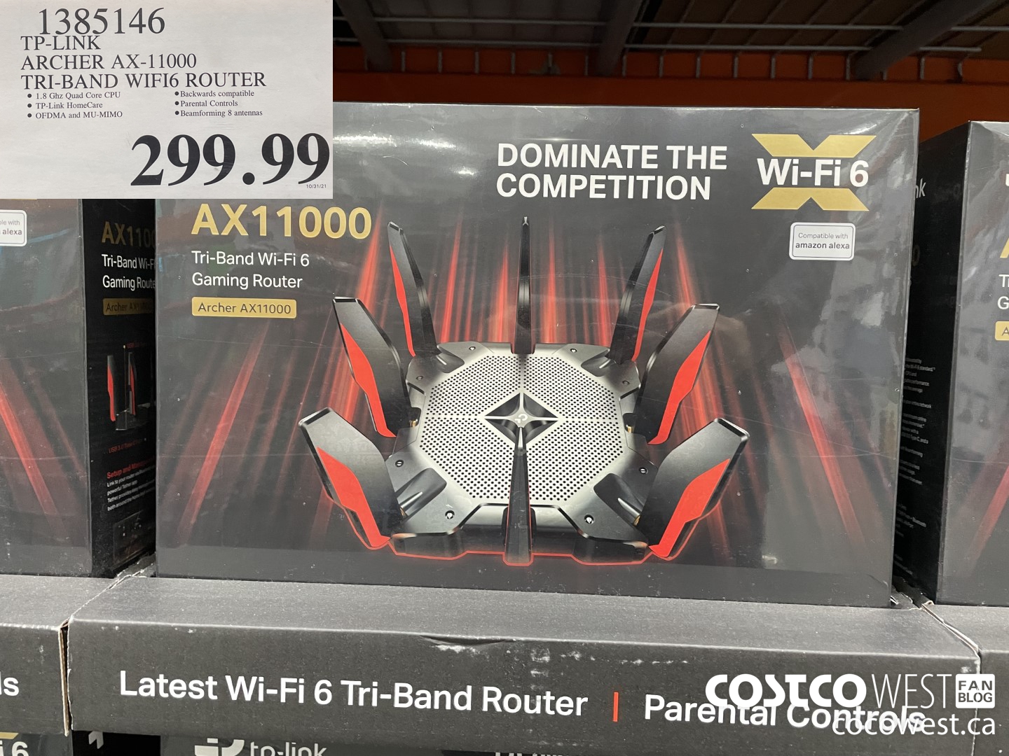 1385146 TP-LINK ARCHER AX-11000 TRI- BAND WIFI ROUTER  $299.99