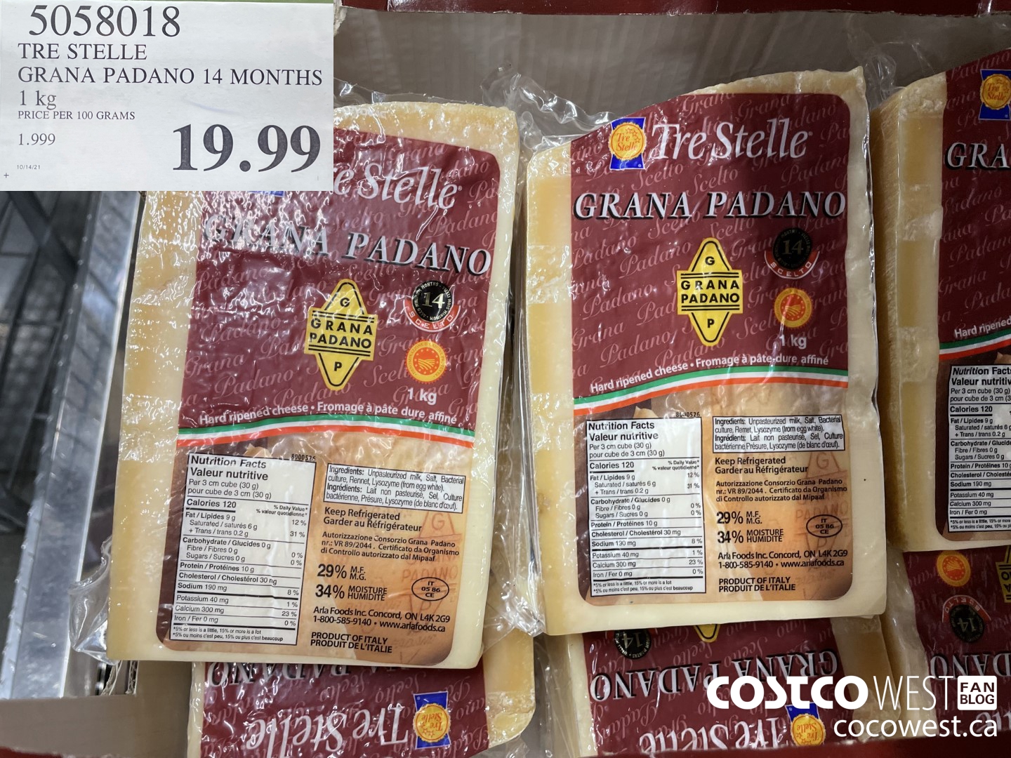 5058018 TRE STELLE GRANA PADANO 14 MONTHS 1 kg $19.99