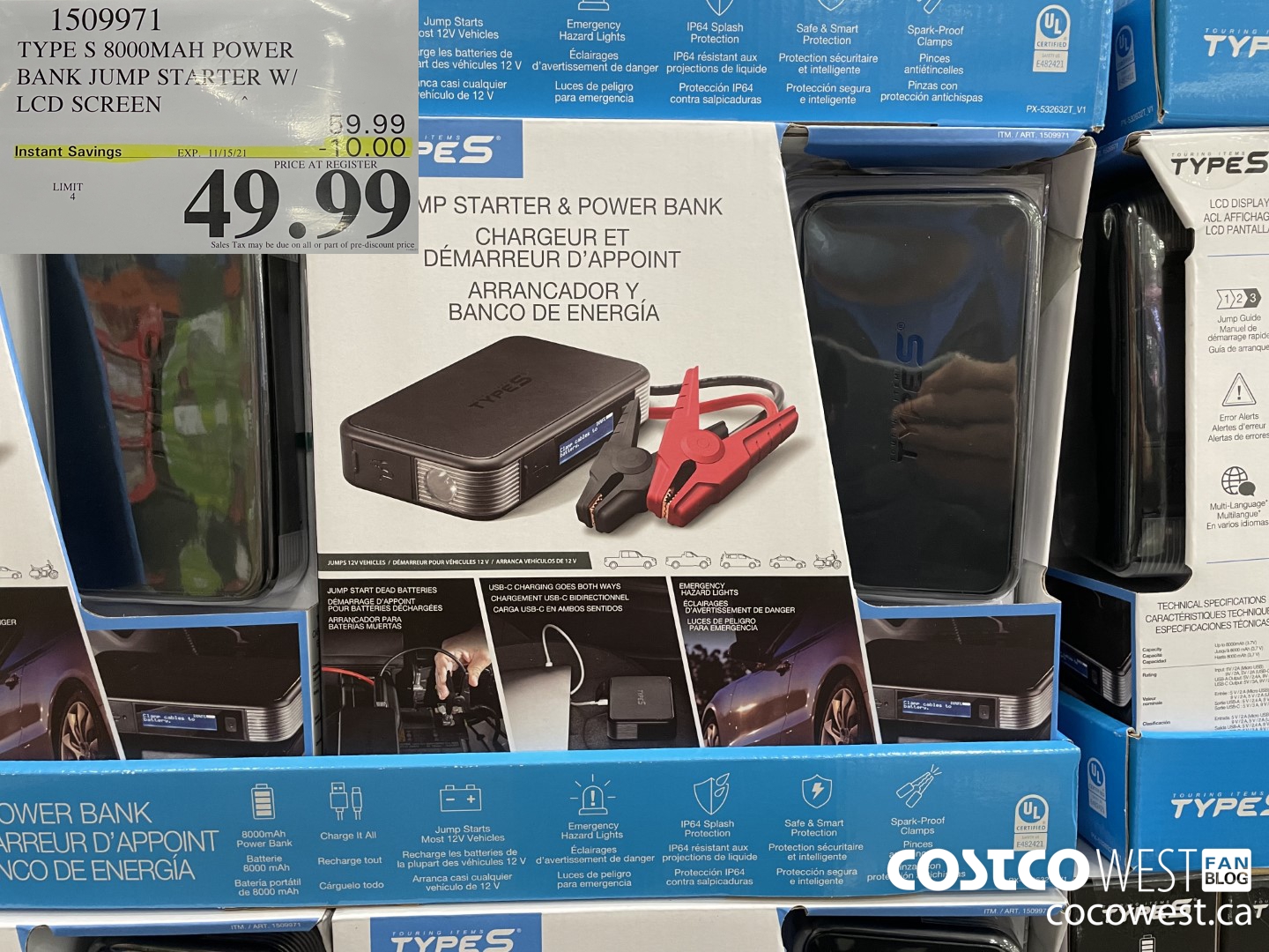 1509971 TYPE S 8000MAH POWER BANK JUMP STARTER W/ LCD SCREEN ($10.00 INSTANT SAVINGS EXPIRES ON 2021-11-15) $49.99