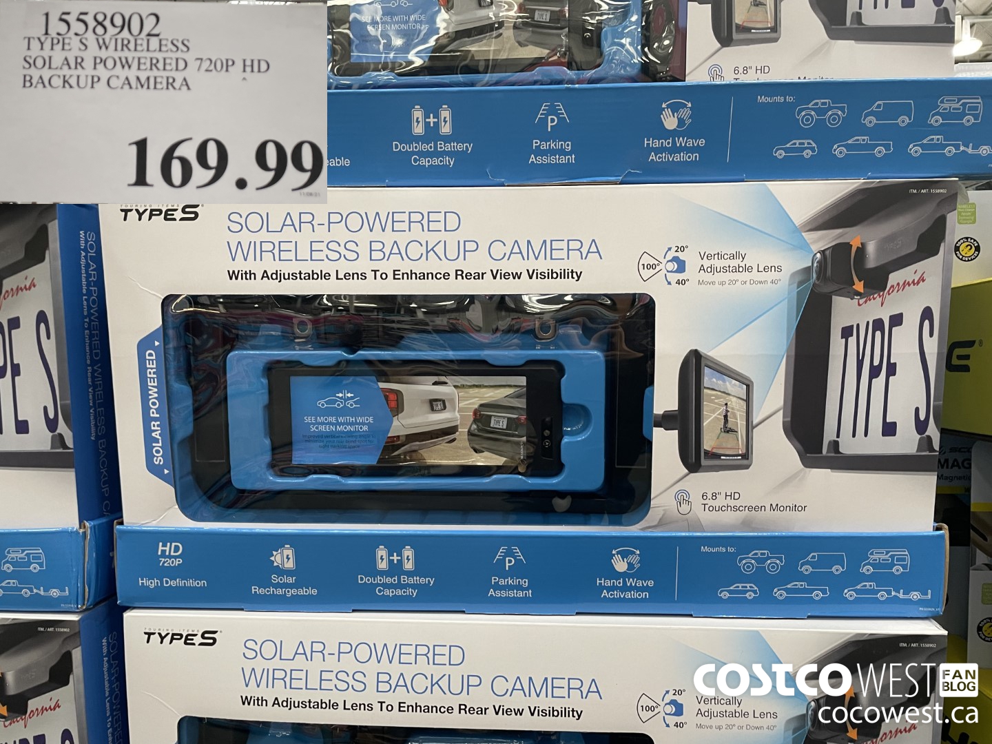 1558902 TYPE S WIRELESS SOLAR POWERED 720P HD BACKUP CAMERA  $169.99