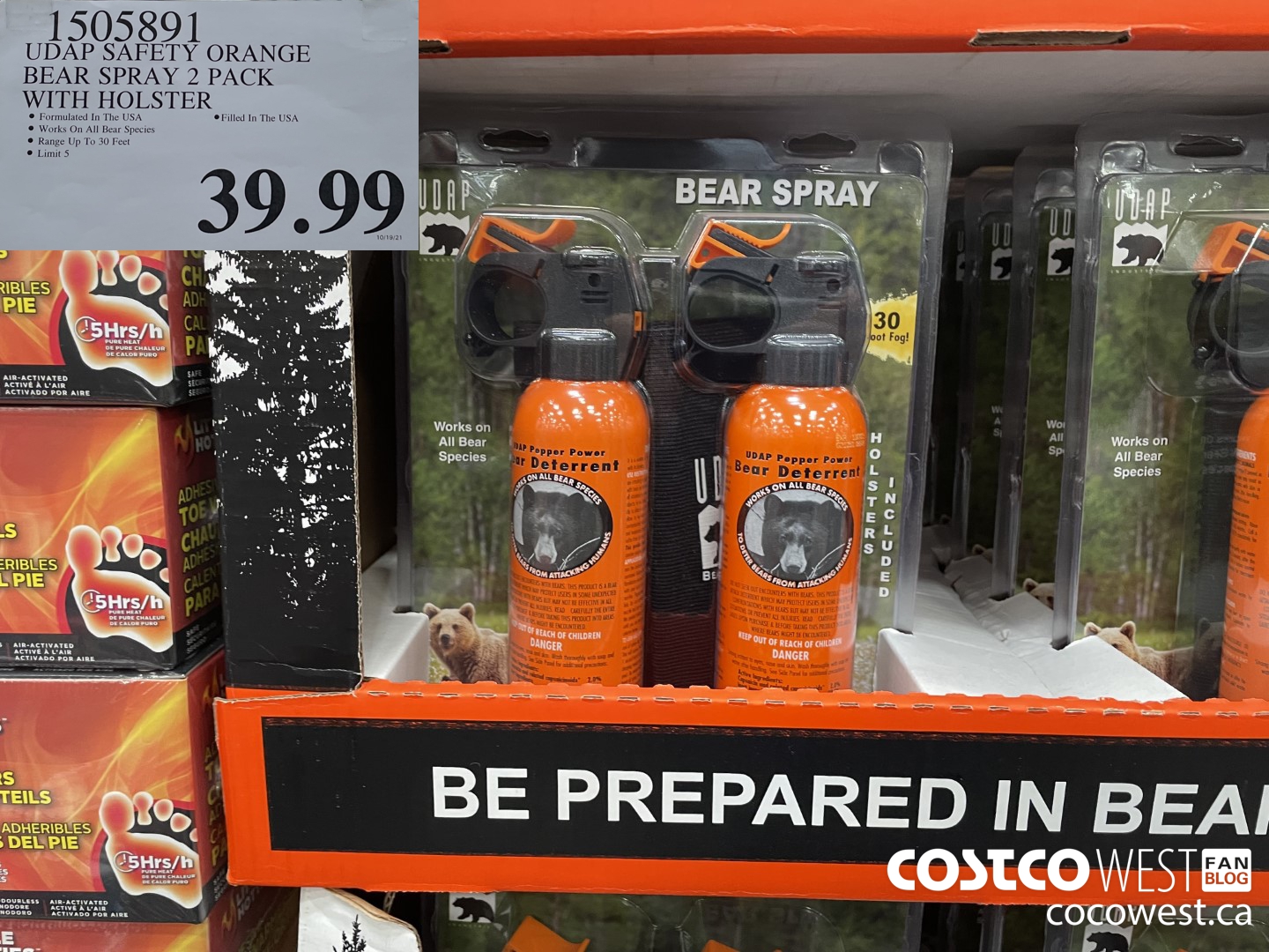 1505891 UDAP SAFETY ORANGE BEAR SPRAY 2 PACK WITH HOLSTER  $39.99