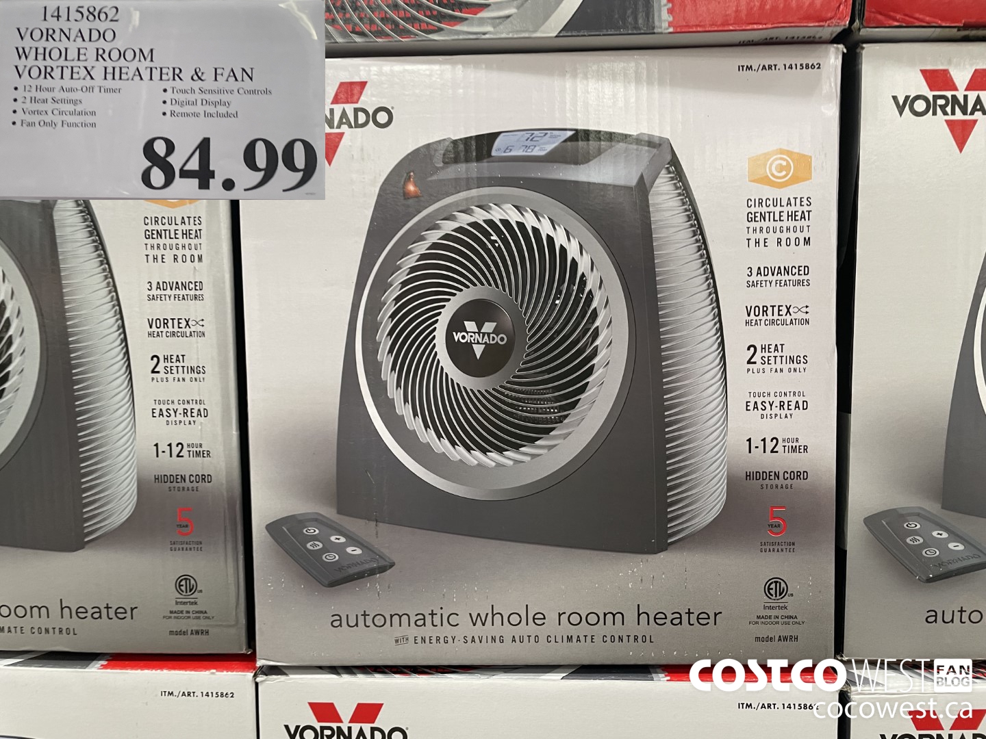 1415862 VORNADO WHOLE ROOM VORTEX HEATER & FAN  $84.99