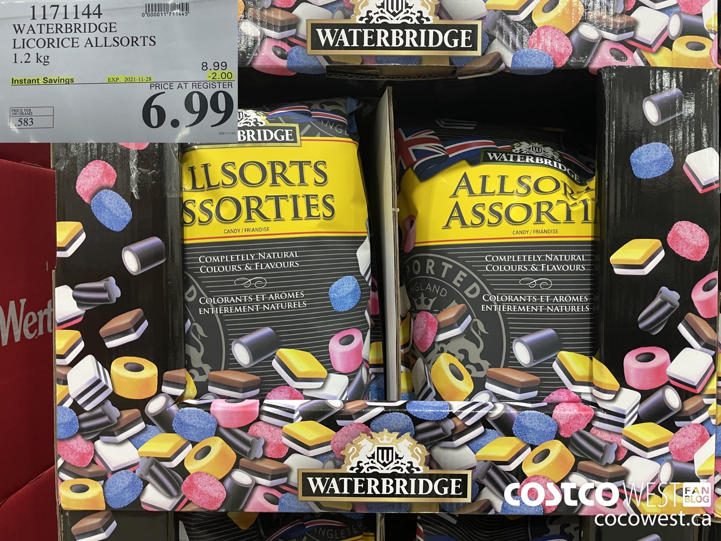 1171144 WATERBRIDGE LICORICE ALLSORTS 1.2 kg  ($2.00 INSTANT SAVINGS EXPIRES ON 2021-11-28) $6.99