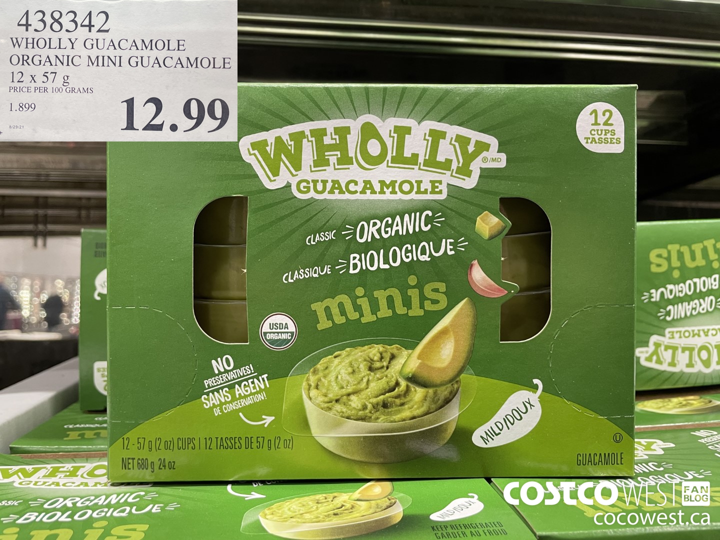 438342 WHOLLY GUACAMOLE ORGANIC MINI GUACAMOLE 12 x 57 g $12.99