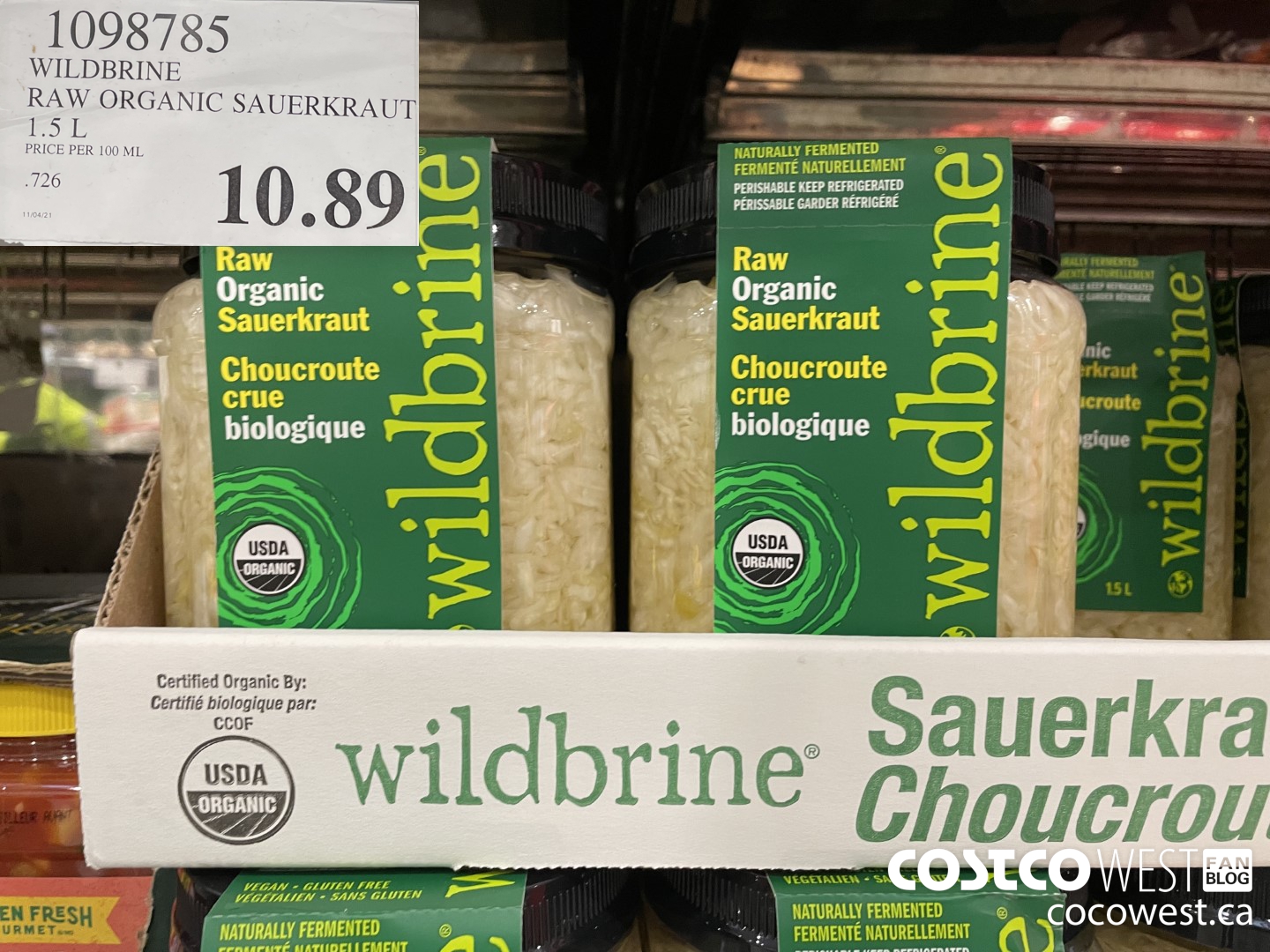 1098785 WILDBRINE RAW ORGANIC SAUERKRAUT 1.5 L $10.89