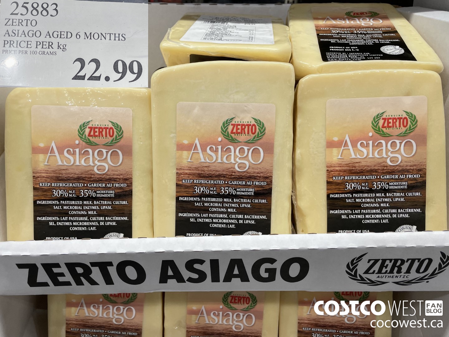25883 ZERTO ASIAGO AGED 6 MONTHS PRICE PER kg $22.99