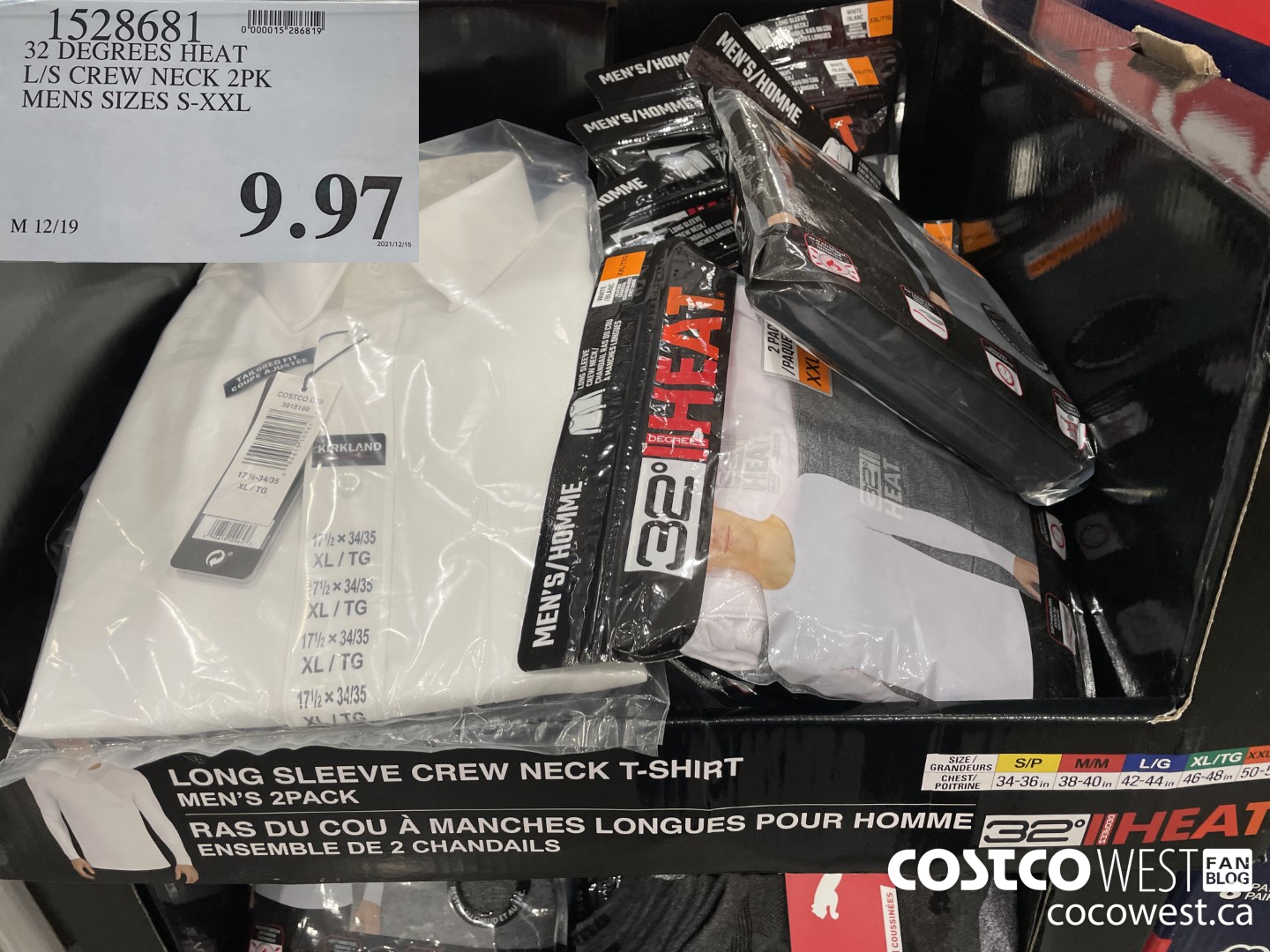 1528681 32 DEGREES HEAT L/S CREW NECK 2PK MENS SIZES S-XXL $9.97