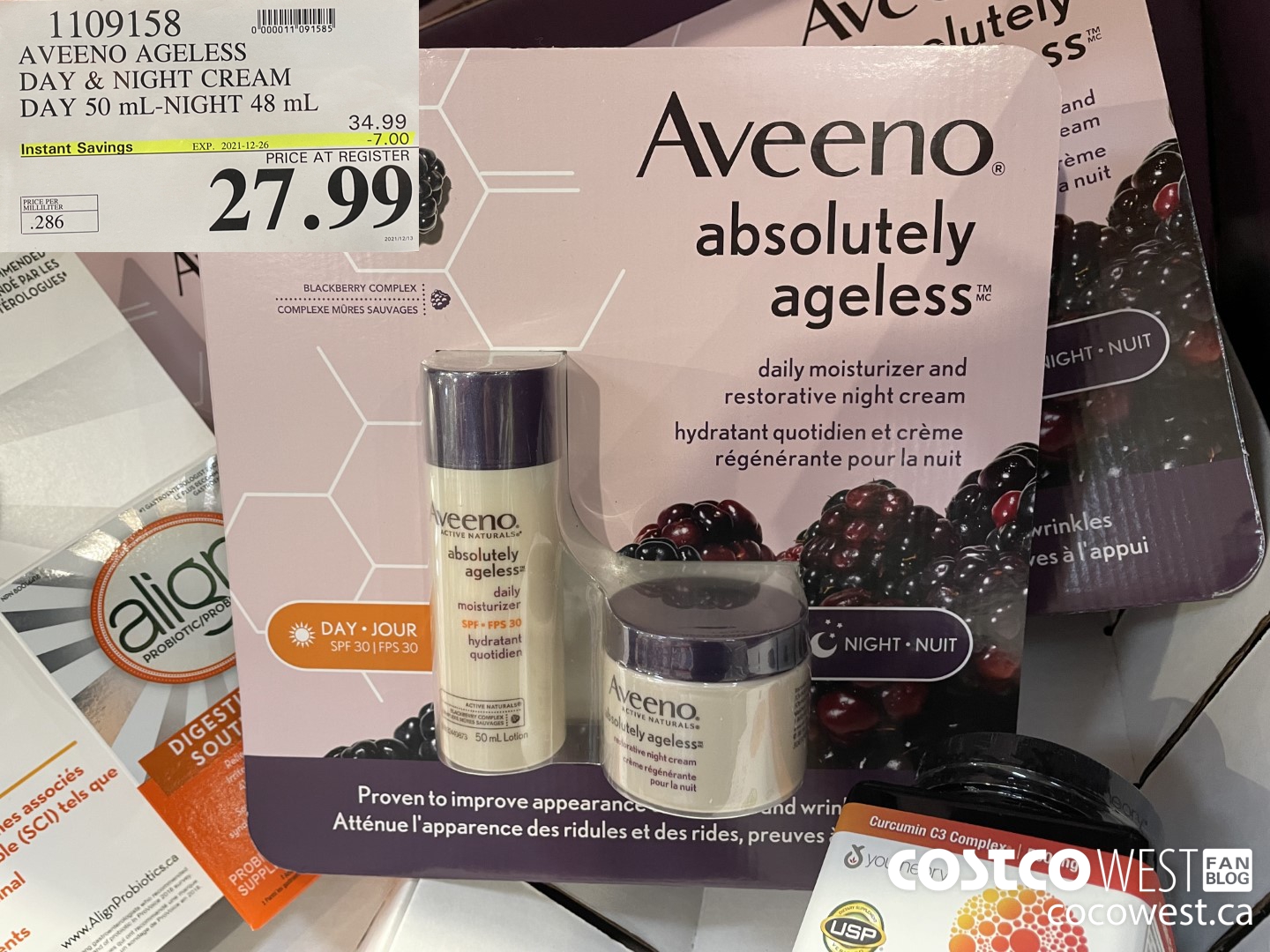 1109158 AVEENO AGELESS DAY & NIGHT CREAM DAY 50 mL - NIGHT 48 mL ($7.00 INSTANT SAVINGS EXPIRES ON 2021-12-26) $27.99