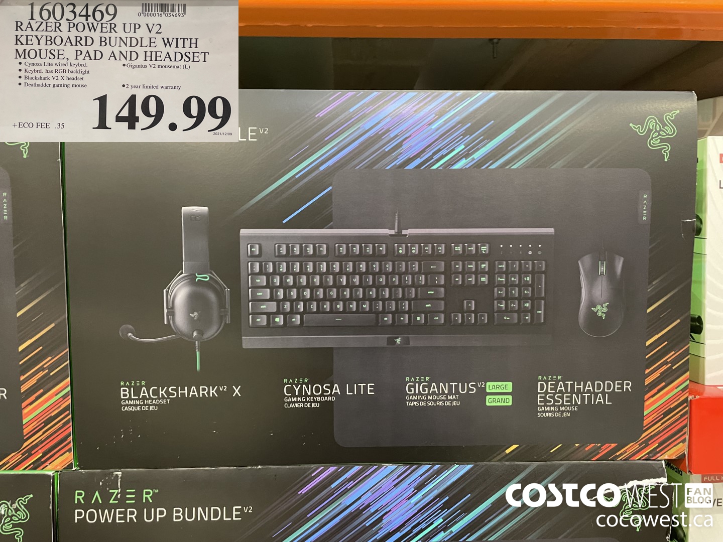 1603469 RAZER POWER UP V2 KEYBOARD BUNDLE WITH MOUSE, PAD AND HEADSET  $149.99