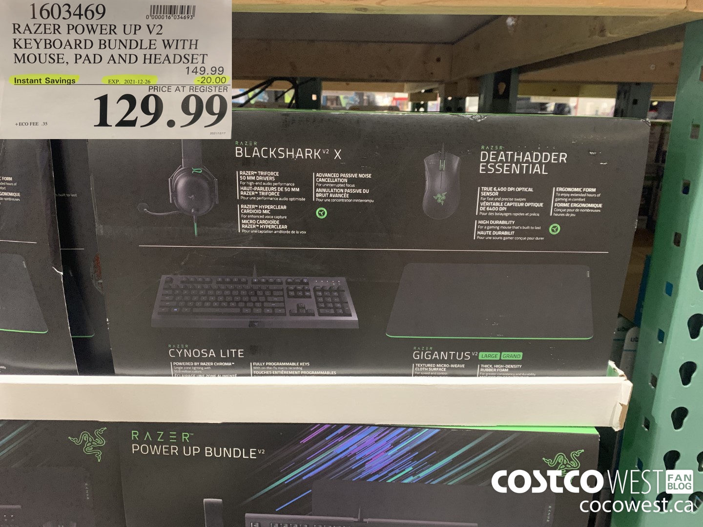 1603469 RAZER POWER UP V2 KEYBOARD BUNDLE WITH MOUSE, PAD AND HEADSET  ($20.00 INSTANT SAVINGS EXPIRES ON 2021-12-26) $129.99