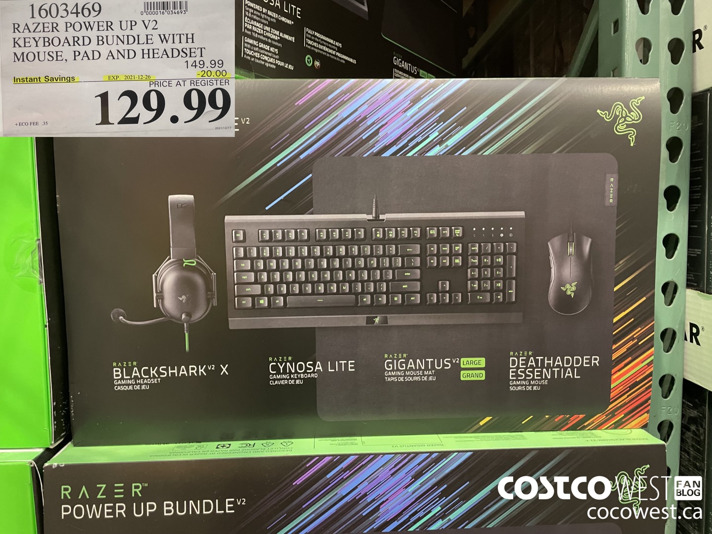 1603469 RAZER POWER UP V2 KEYBOARD BUNDLE WITH MOUSE, PAD AND HEADSET  ($20.00 INSTANT SAVINGS EXPIRES ON 2021-12-26) $129.99