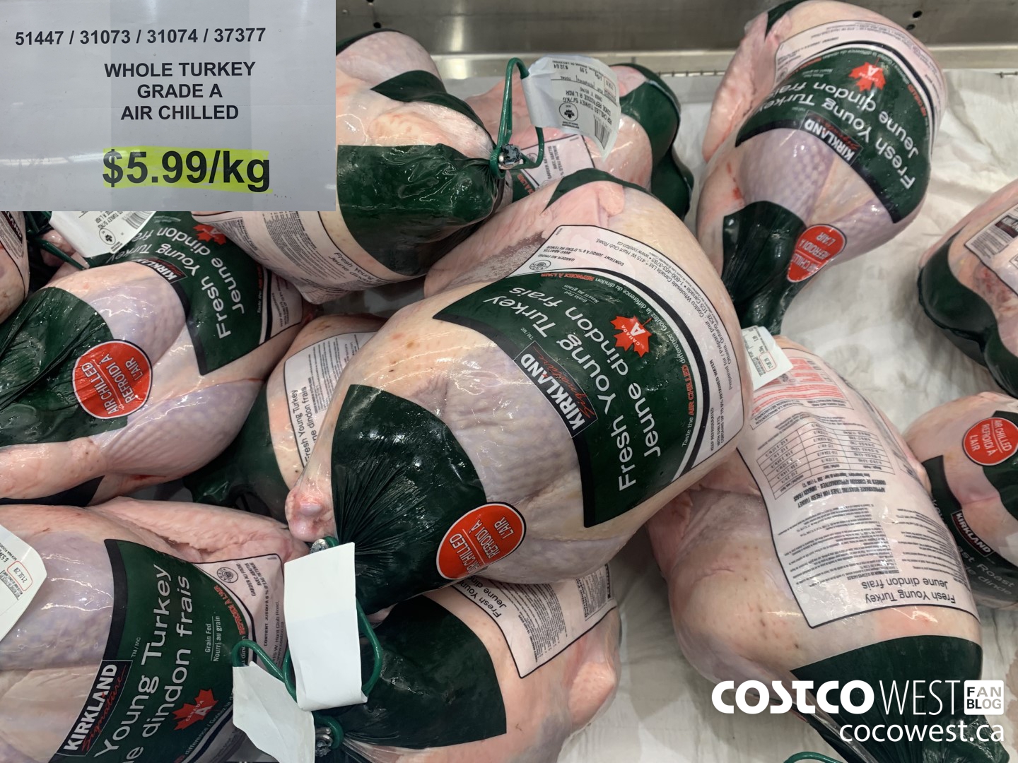 51447 WHOLE TURKEY GRADE A AIR CHILLED 5-7 KG $5.99