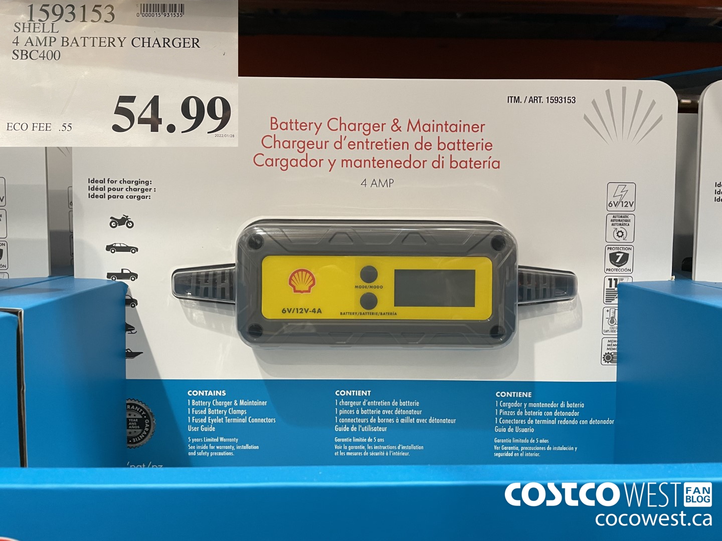 1593153 4 AMP BATTERY CHARGER SBC400  $54.99