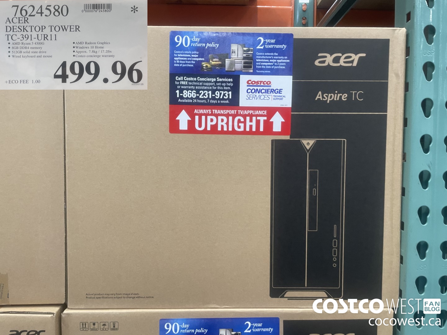7624580 ACER DESKTOP TOWER TC-391-URI11  $499.96