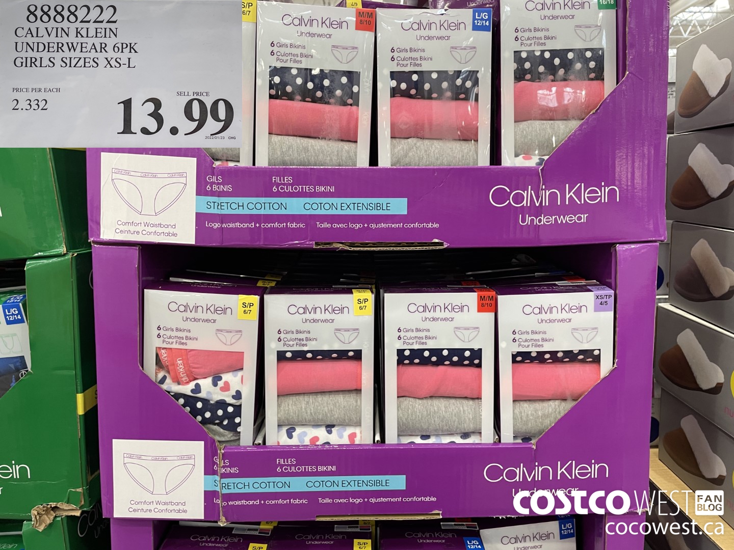 8888222 CALVIN KLEIN UNDERWEAR 6PK GIRLS SIZES XS-XL $13.99