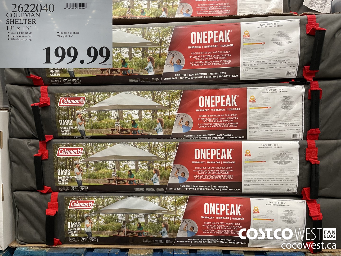 2622040 COLEMAN SHELTER 13' x 13'  $199.99