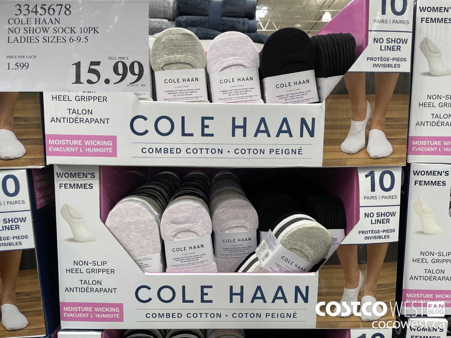 3345678 COLE HAAN NO SHOW SOCK 10PK LADIES SIZES 6-9.5 $15.99