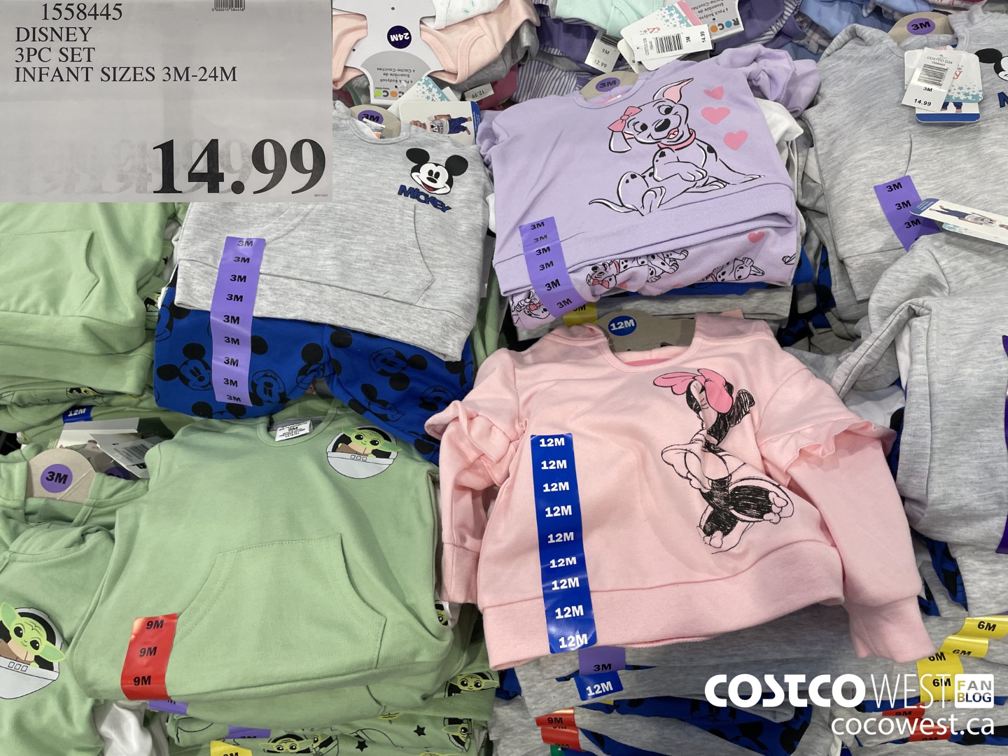 1558445 DISNEY 3PC SET INFANT SIZES 3M-24M  $14.99