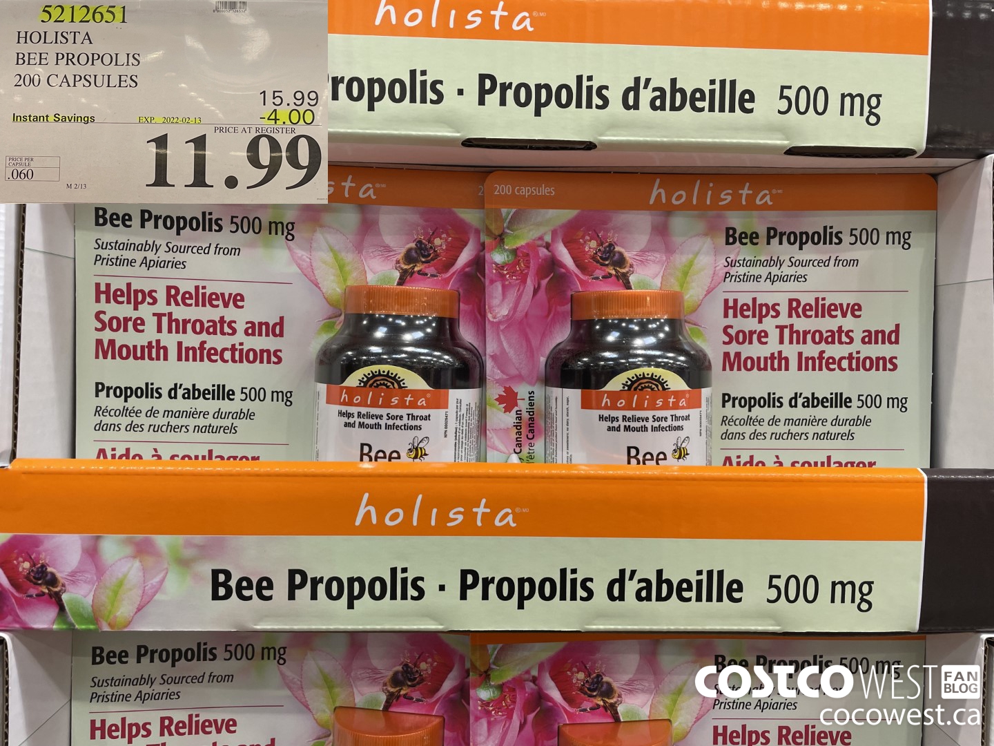 5212651 HOLISTA BEE PROPOLIS 200 CAPSULES ($4.00 INSTANT SAVINGS EXPIRES ON 2022-02-13) $11.99