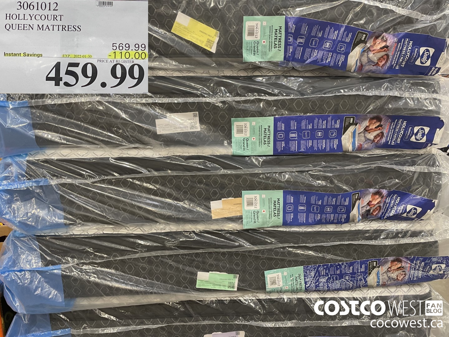 3061012 HOLLYCOURT QUEEN MATTRESS ($110.00 INSTANT SAVINGS EXPIRES ON 2022-01-30) $459.99