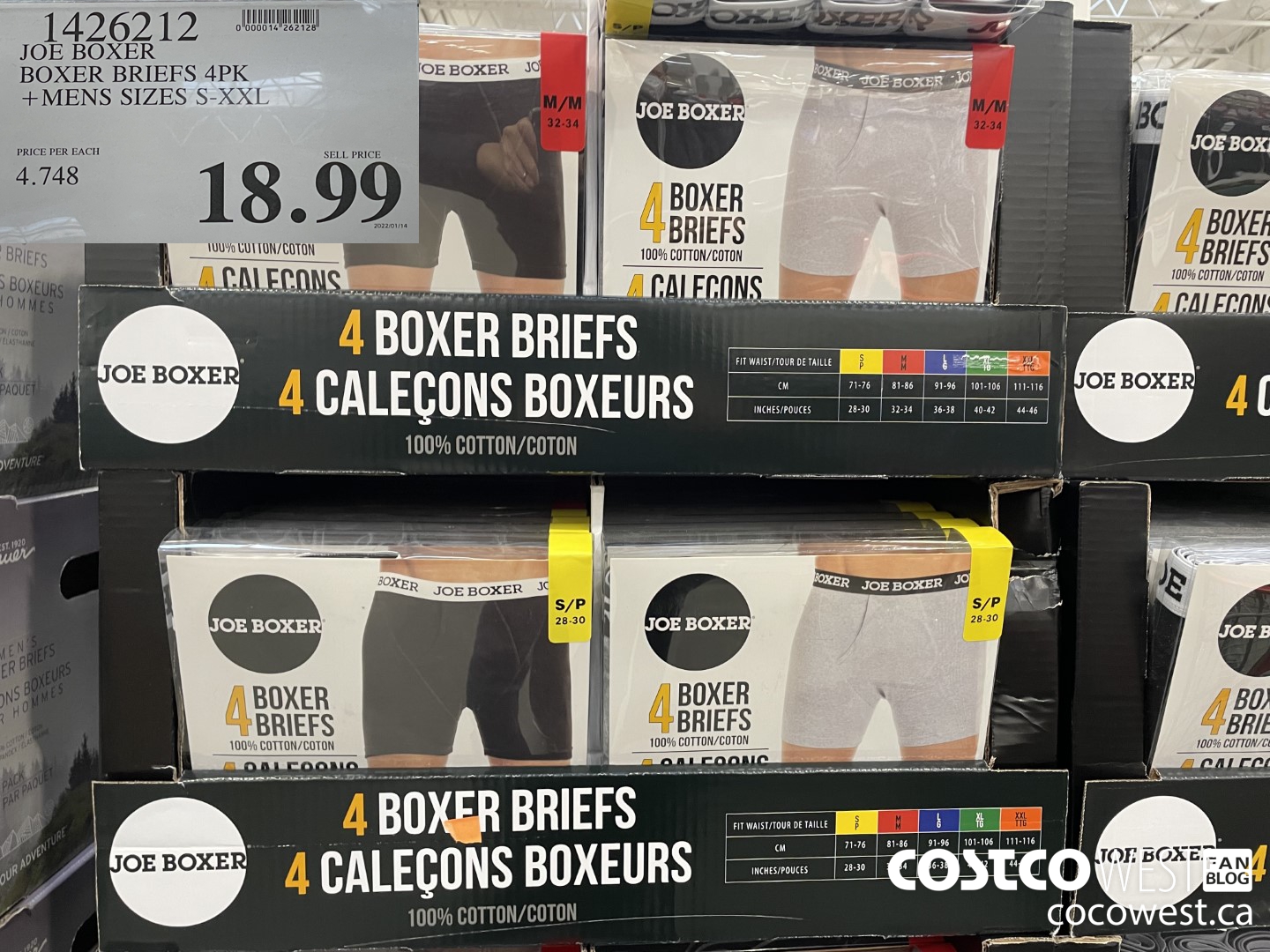 1426212 JOE BOXER BOXER BRIEFS 4PK MENS SIZES S-XXL $18.99